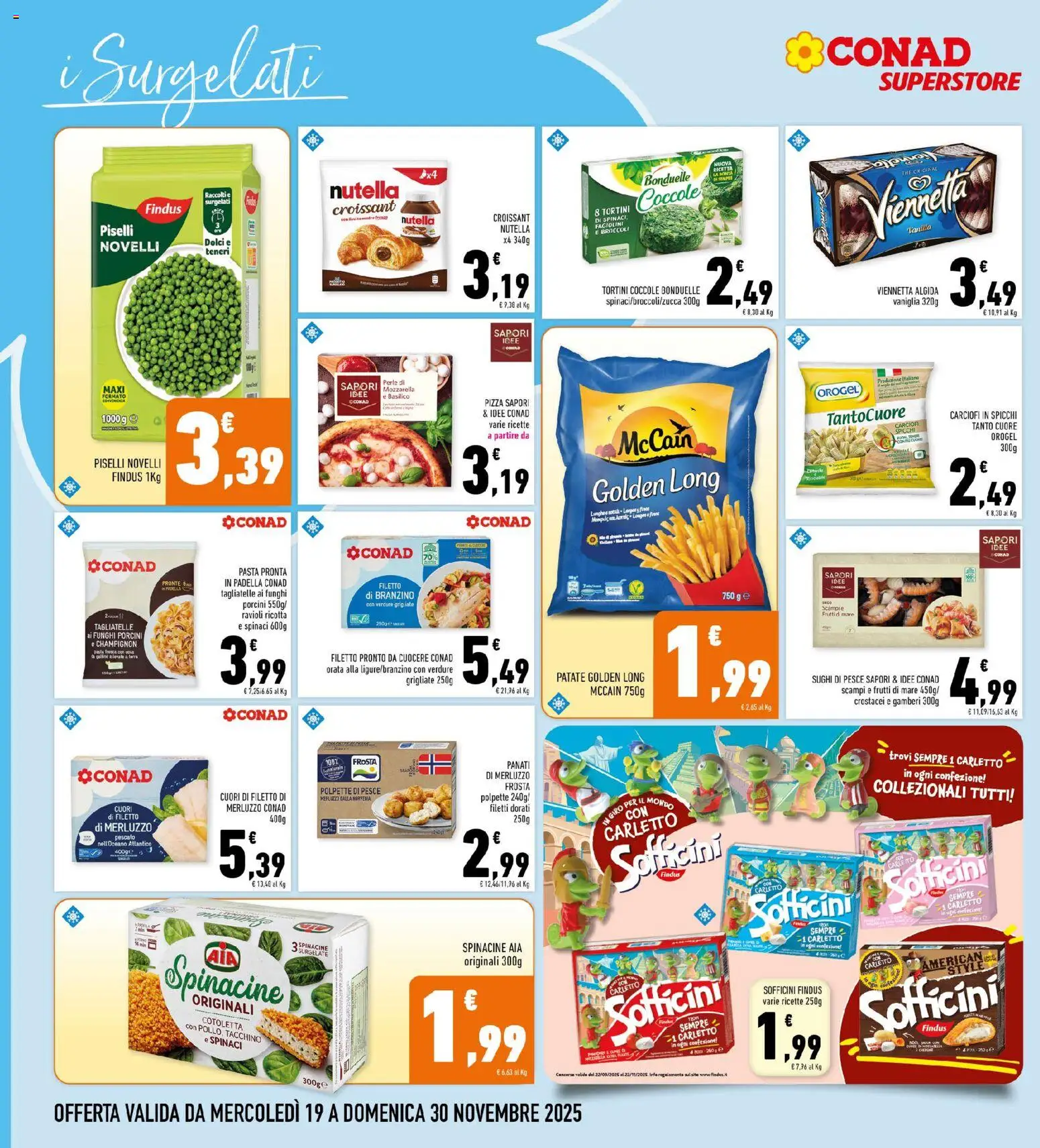 Volantino Conad del 19.11.2025 | Pagina: 10 | Prodotti: Pizza, Merluzzo, Orata, Padella