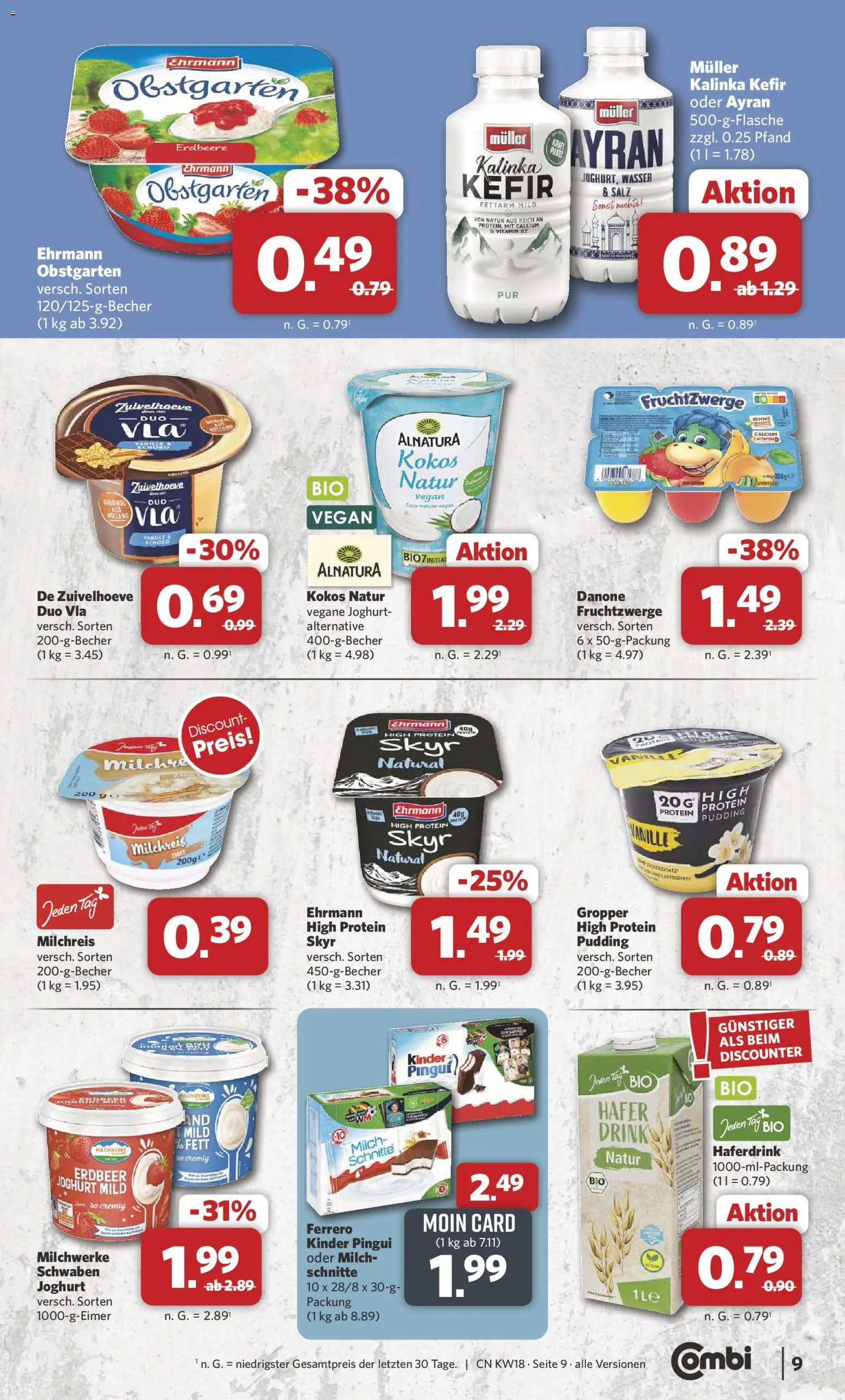 Combi Prospekt 	 – gültig ab 27.04.2026 | Seite: 9 | Produkte: Milch, Fruchtzwerge, Pudding, Wasser