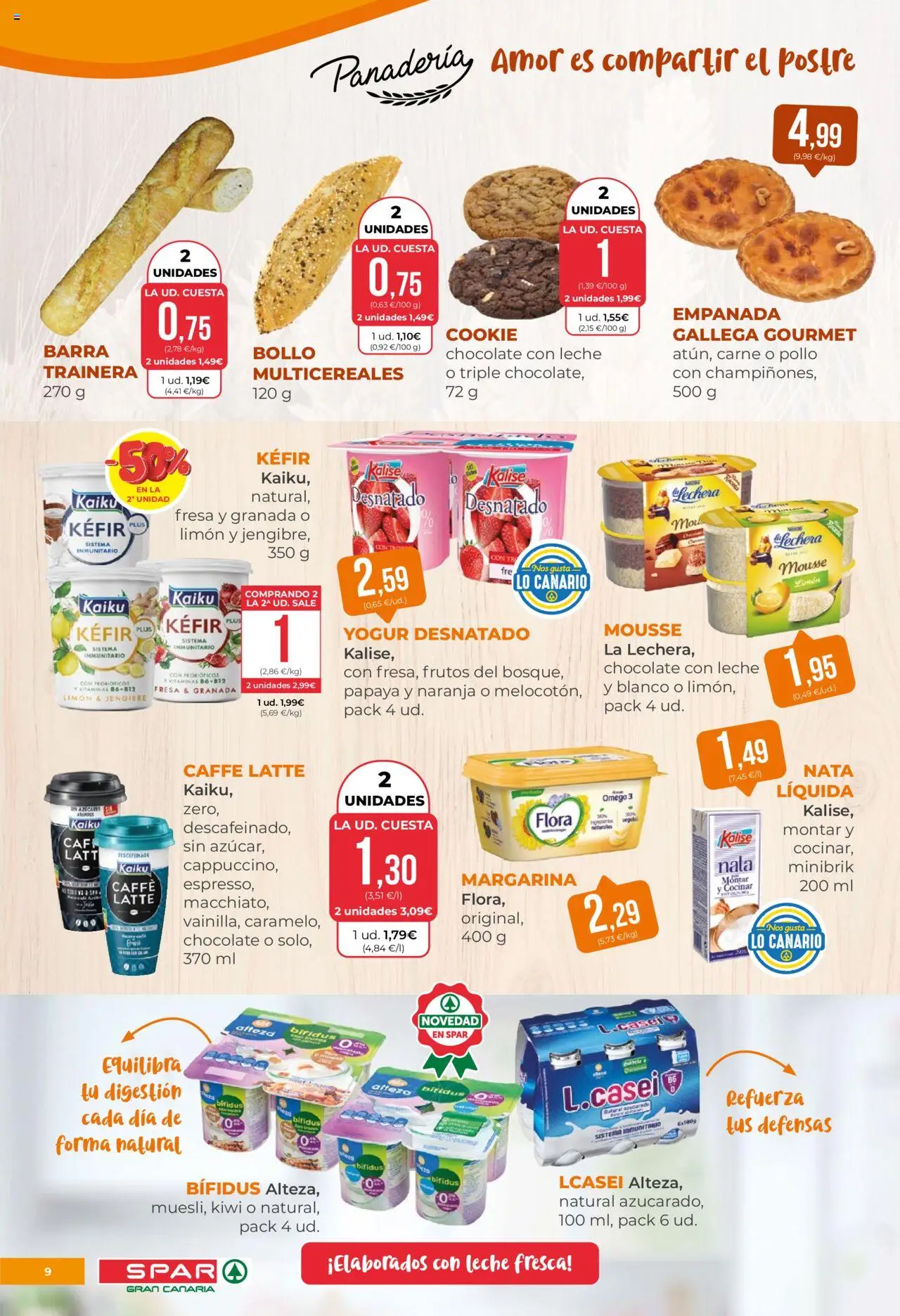 Spar folleto │ válido desde el 22.08.2025 | Página: 9 | Productos: Leche, Yogur, Chocolate, Panadería