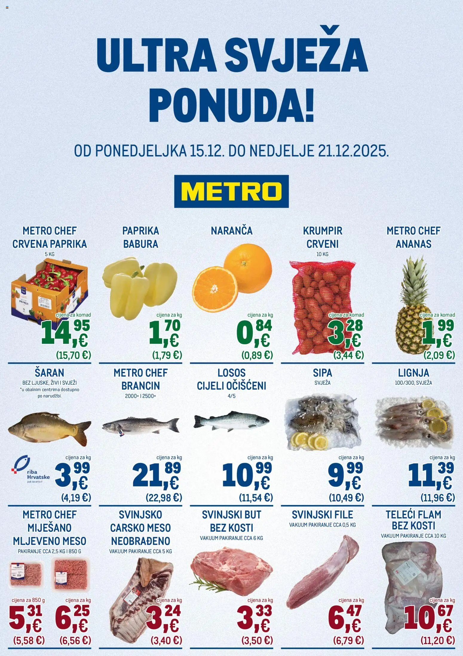 Metro katalog | vrijedi od 15.12.2025 | Stranica: 1 | Proizvodi: Carsko meso, Paprika, Brancin, Losos