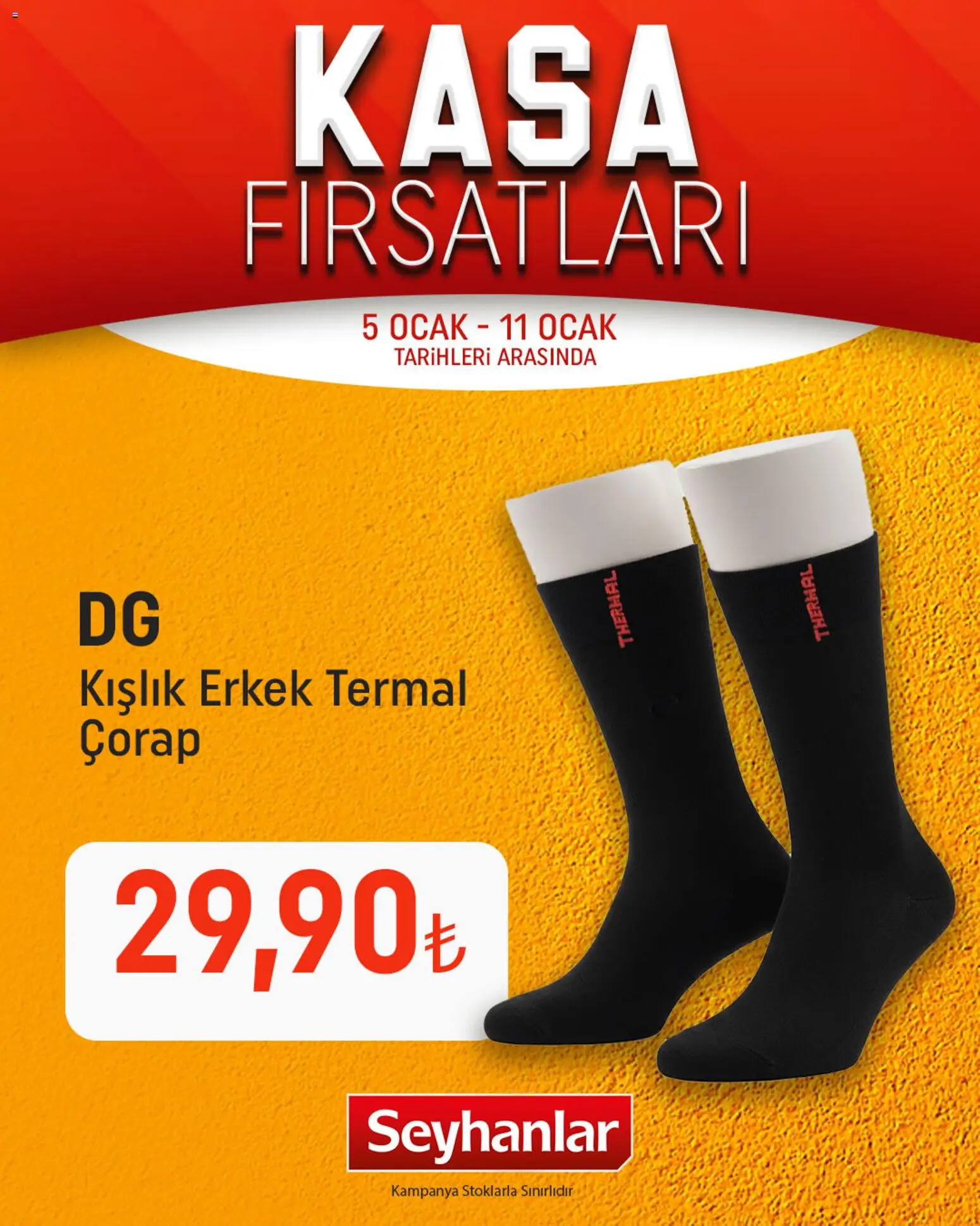 Seyhanlar Market Kasa Fırsatları - 05.01.2026 tarihinden itibaren geçerlidir | Sayfa: 3 | Ürünler: Çorap, Kasa, Ocak
