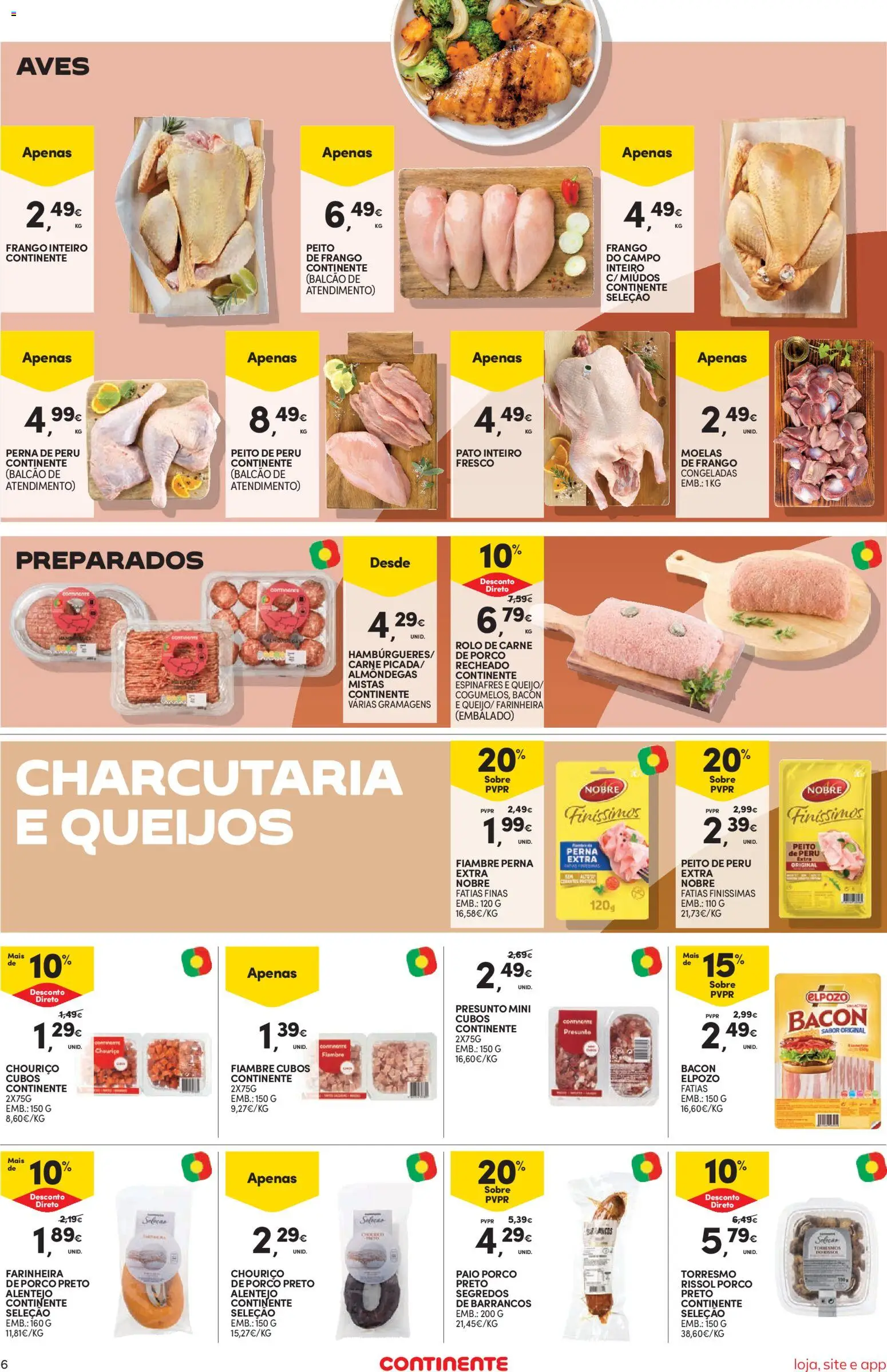 Continente Semanal Continente Bom Dia │ válido de 14.04.2026 | Página: 6 | Produtos: Espinafres, Peito de peru, Presunto, Chouriço