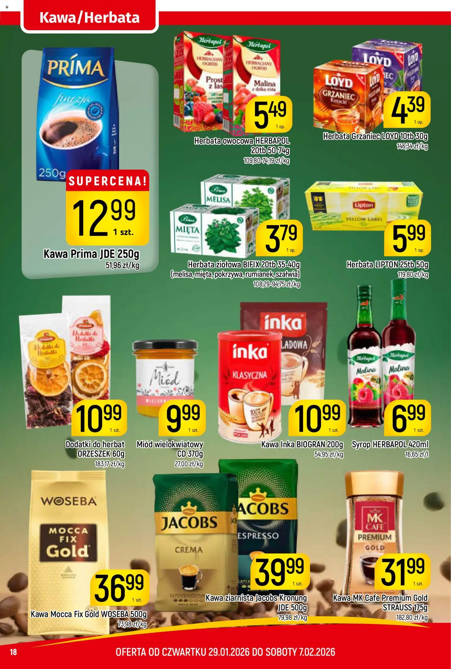 Piotruś Pan Gazetka od 29.01.2026 | Strona: 18 | Produkty: Syrop, Miód, Mięta, Herbata lipton