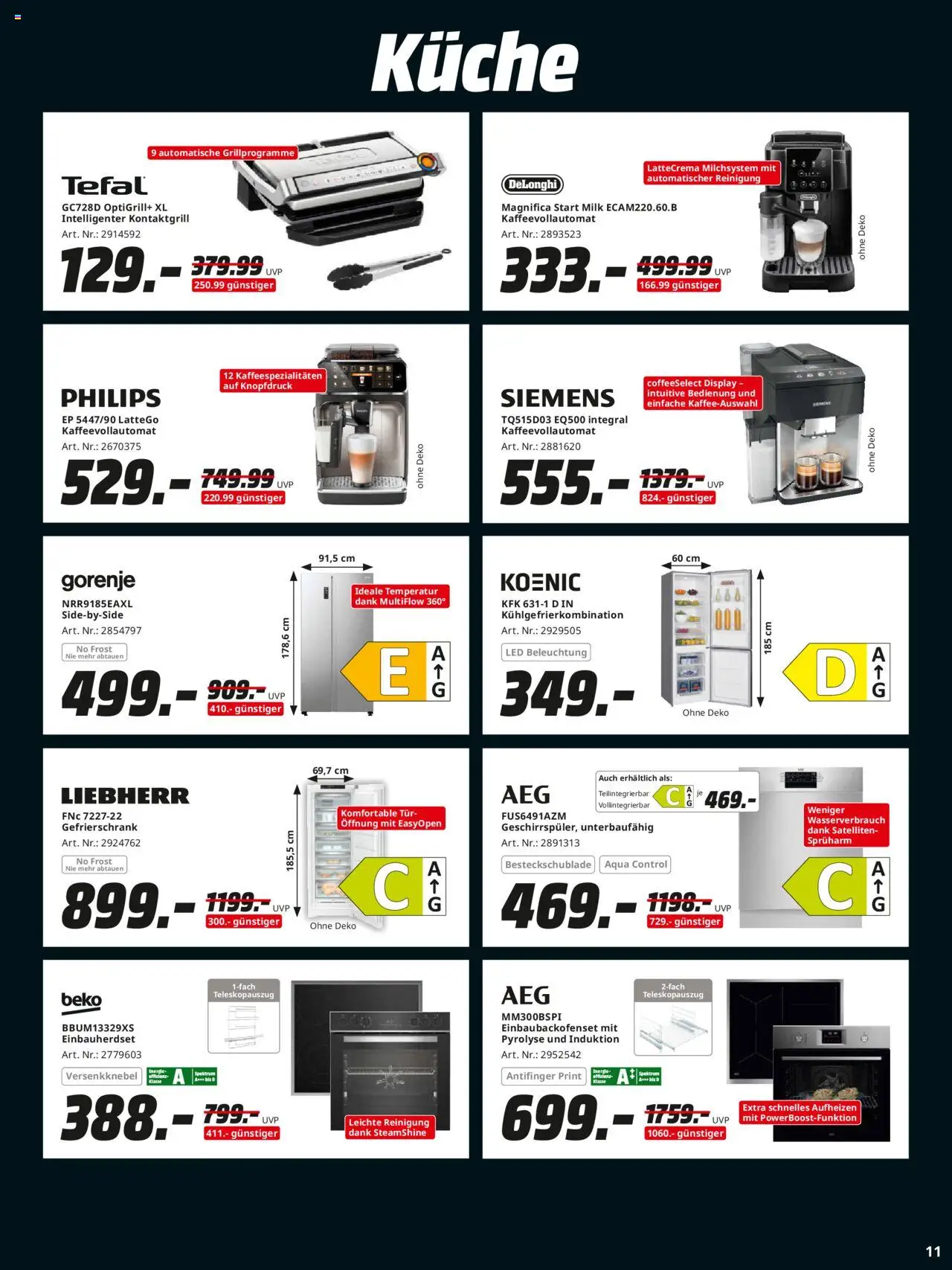 Media Markt Prospekt 	 - gültig ab dem 21.07.2025 | Seite: 11 | Produkte: Philips, Liebherr, Kühlgefrierkombination, Kaffeevollautomat