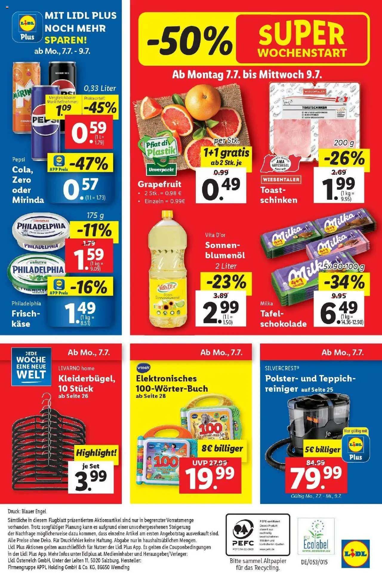 Lidl Flugblatt - Salzburg, Dornbirn, Jenbach gültig ab 02.07.2025 | Seite: 46 | Produkte: Grapefruit, Teppich, Schokolade, Schinken