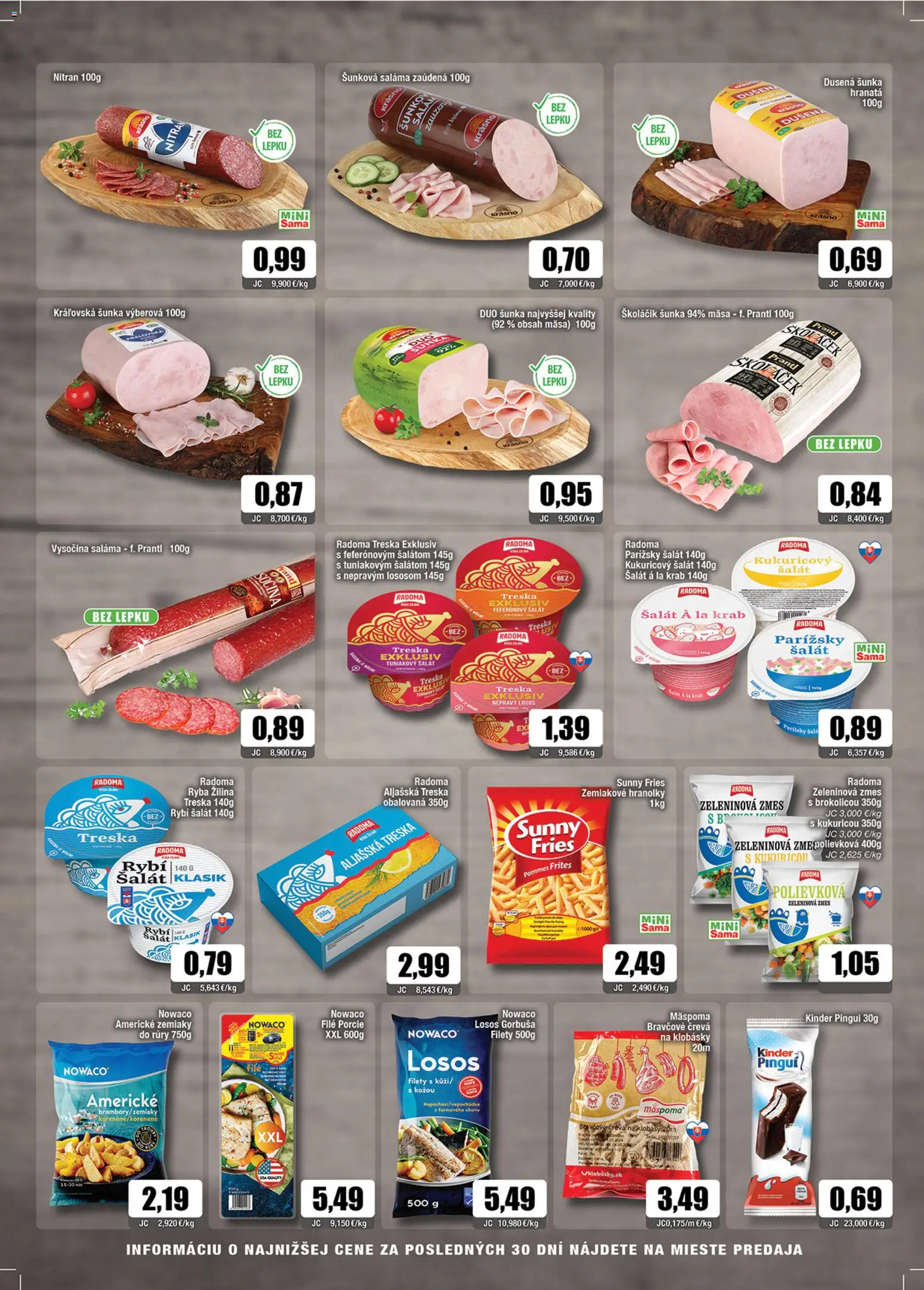 Nové Sama akcie – leták je platný od 14.11.2025 | Strana: 2 | Produkty: Šunka, Losos, Šál, Treska