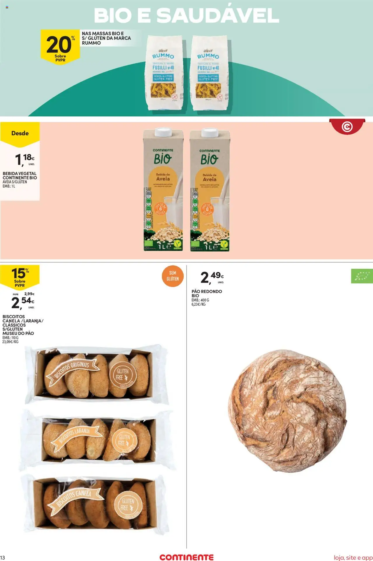 Continente Semanal Continente Bom Dia │ válido de 30.09.2025 | Página: 13 | Produtos: Aveia, Massa, Biscoitos, Bebida