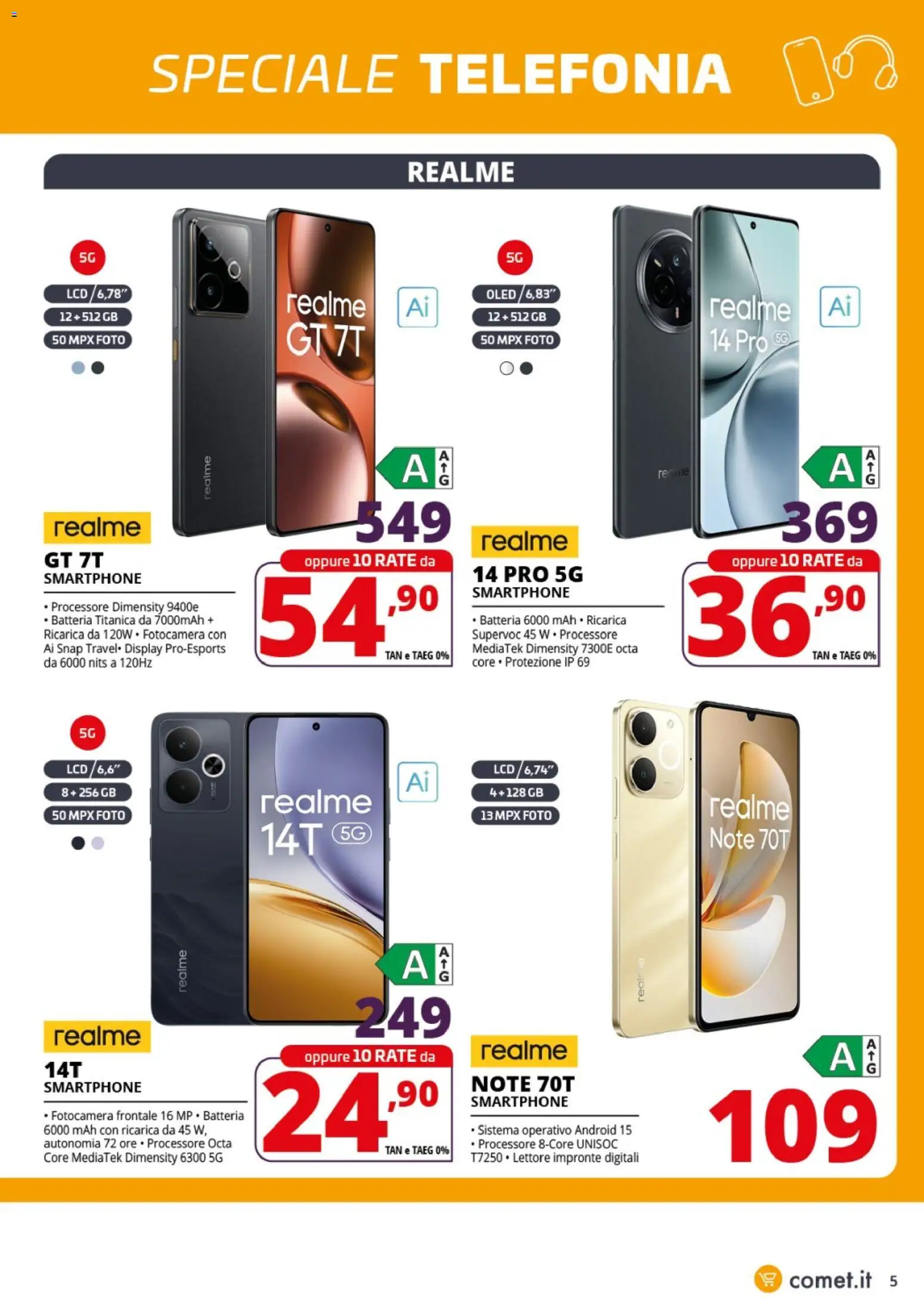 Volantino Comet del 23.10.2025 | Pagina: 5 | Prodotti: Smartphone, Fotocamera, Batteria
