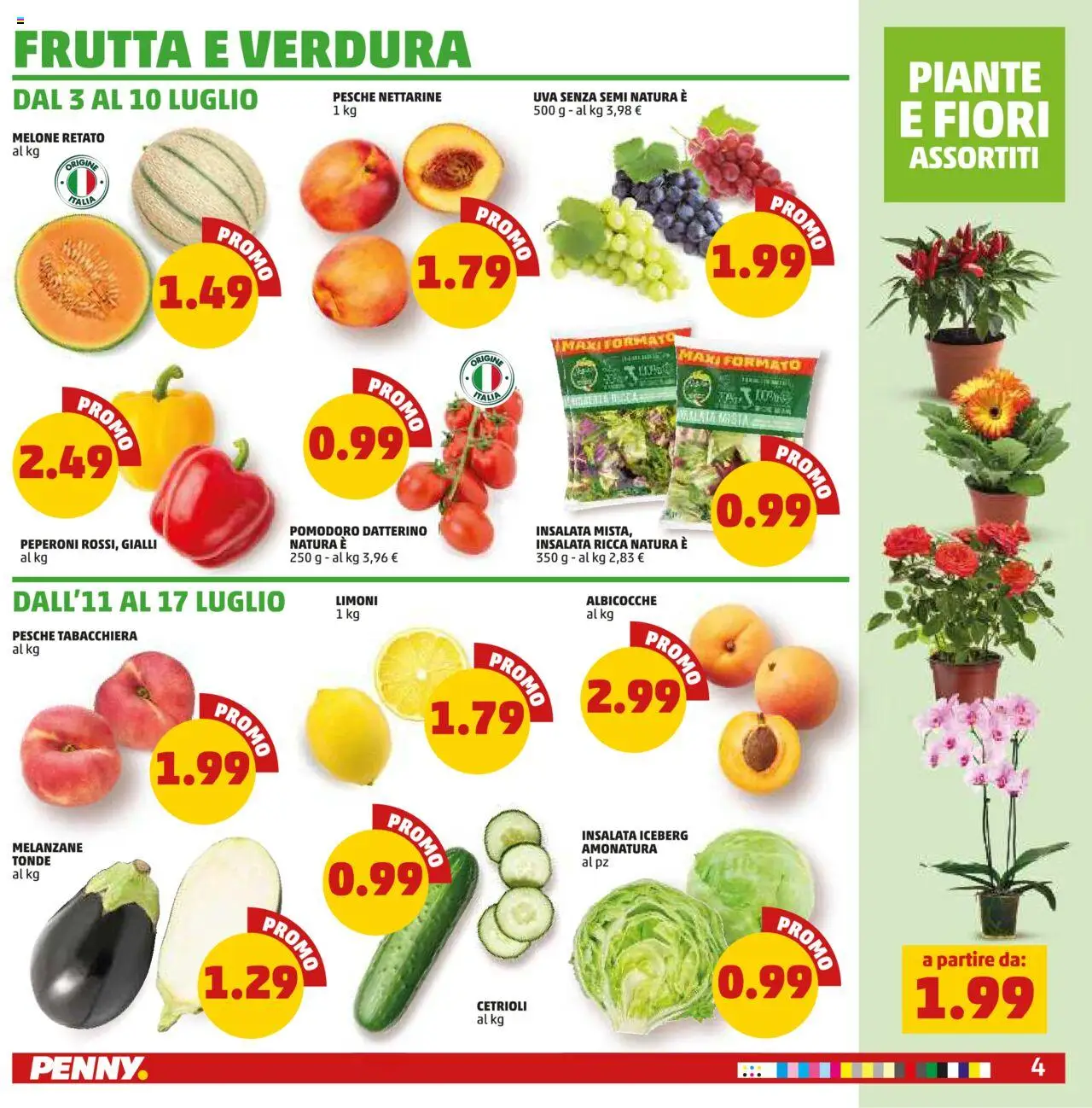 Volantino PENNY del 03.07.2025 | Pagina: 4 | Prodotti: Peperoni, Insalata, Melone, Melanzane