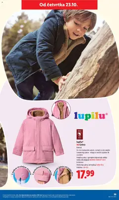 lupilu® 3u1 jakna, Za sve vremenske uvjete, sastoji se od vanjske i unutarnje jakne - mogu se nositi zajedno ili zasebno. Vanjska jakna s gornjim slojem koji odbija vodu zahvaljujući BIONIC-FINISH® ECO tretmanu. Unutarnja jakna od toplog teddy flisa. Veličine: 98-128 - Pregled kataloga iz trgovine Lidl, vrijedi od 20.10.2025 | Stranica: 55