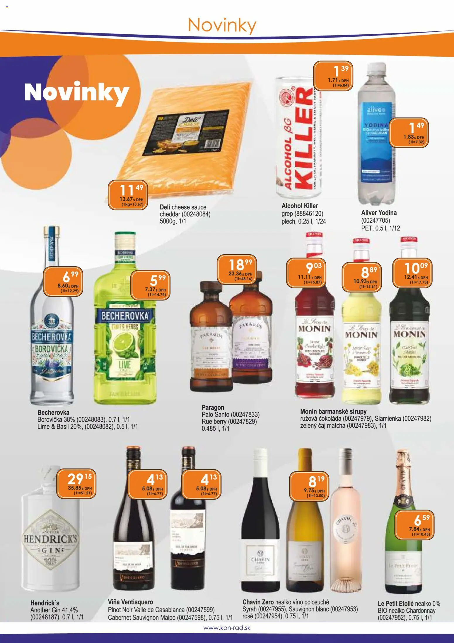 Nové KON - RAD akcie – leták je platný od 01.05.2026 | Strana: 2 | Produkty: Becherovka, Víno, Čaj, Gin