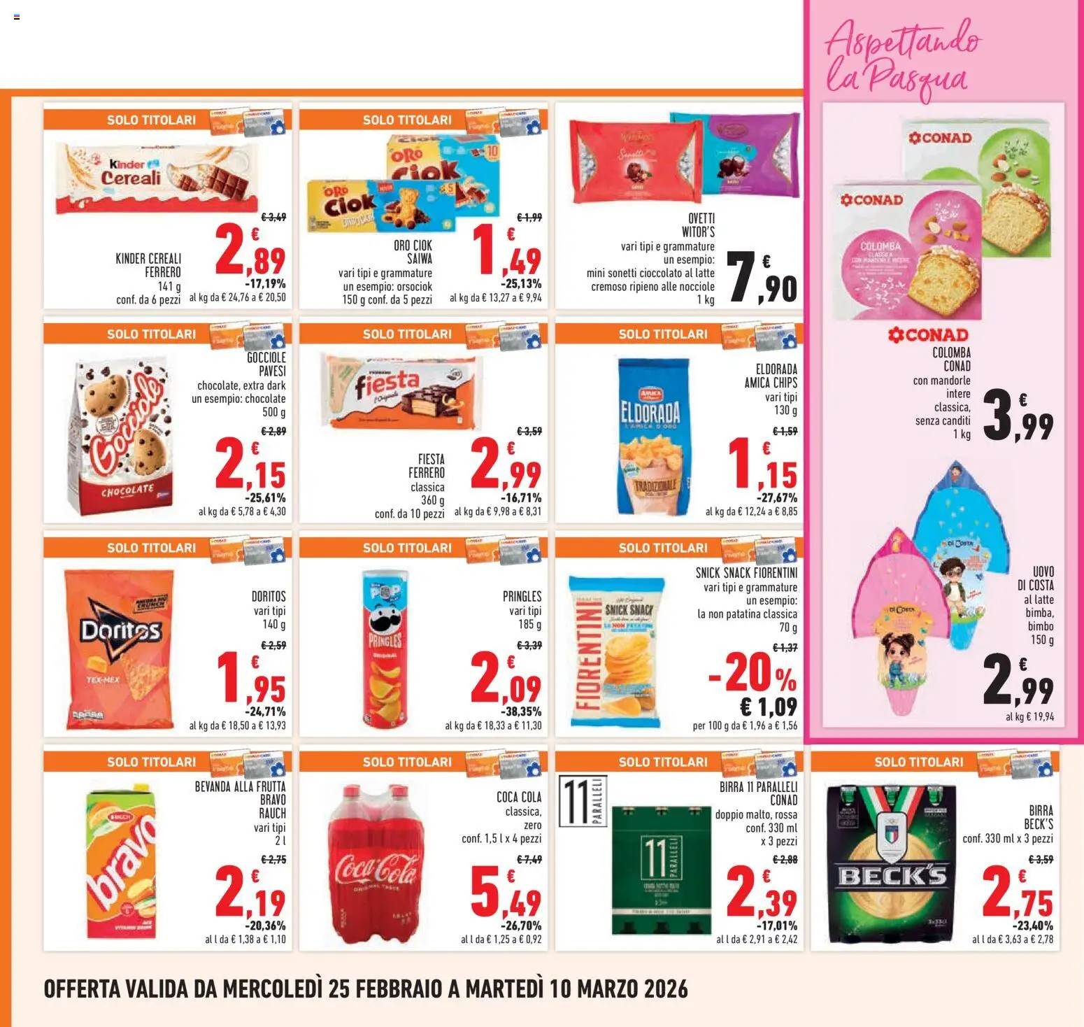 Volantino Conad del 25.02.2026 | Pagina: 20 | Prodotti: Cereali, Latte, Mandorle, Nocciole