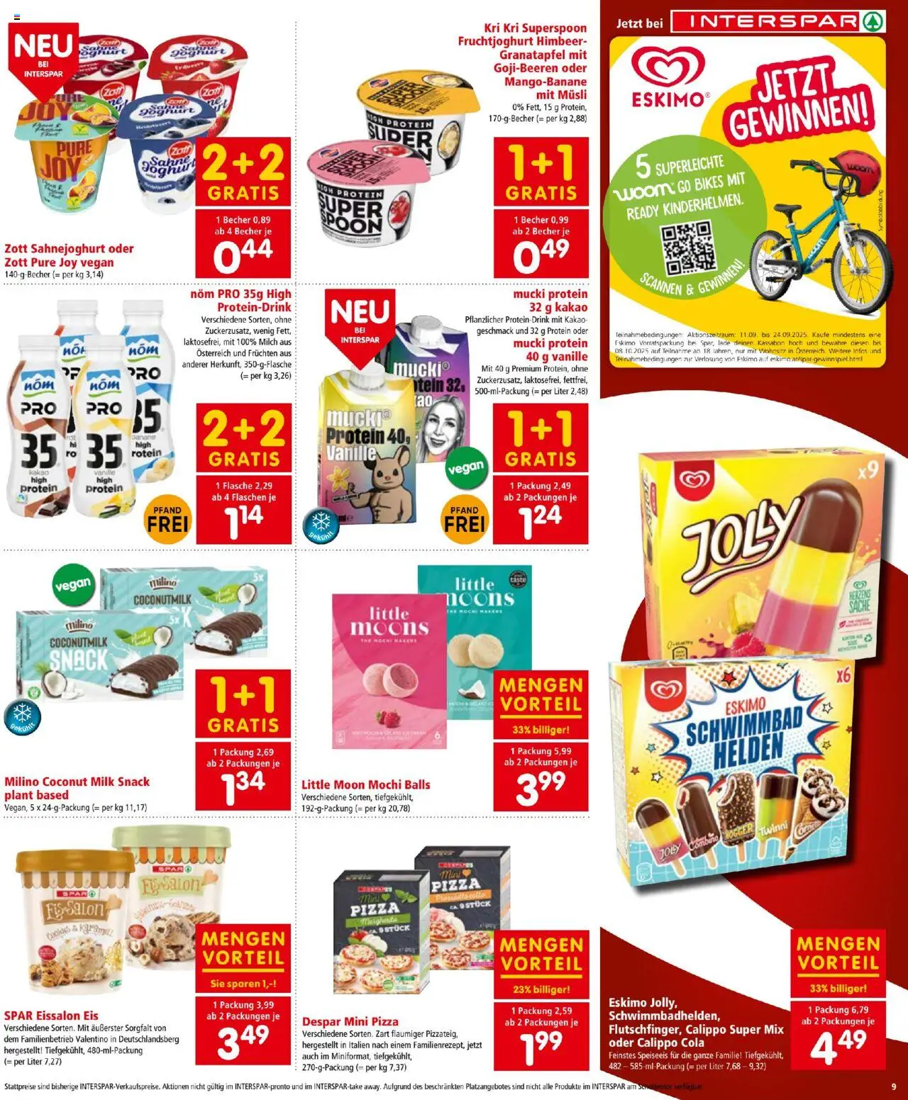 Interspar Flugblatt gültig ab 11.09.2025 | Seite: 9 | Produkte: Eis, Milch, Joghurt, Pizza