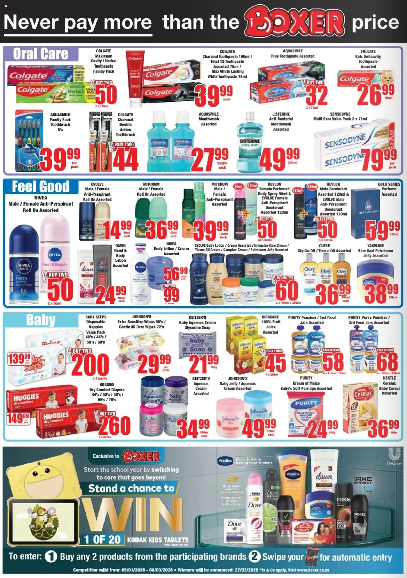 New Boxer catalogue – valid from 23.02.2026 | Page: 10 | Products: Body spray, Antiperspirant, Nappies, Toothbrush