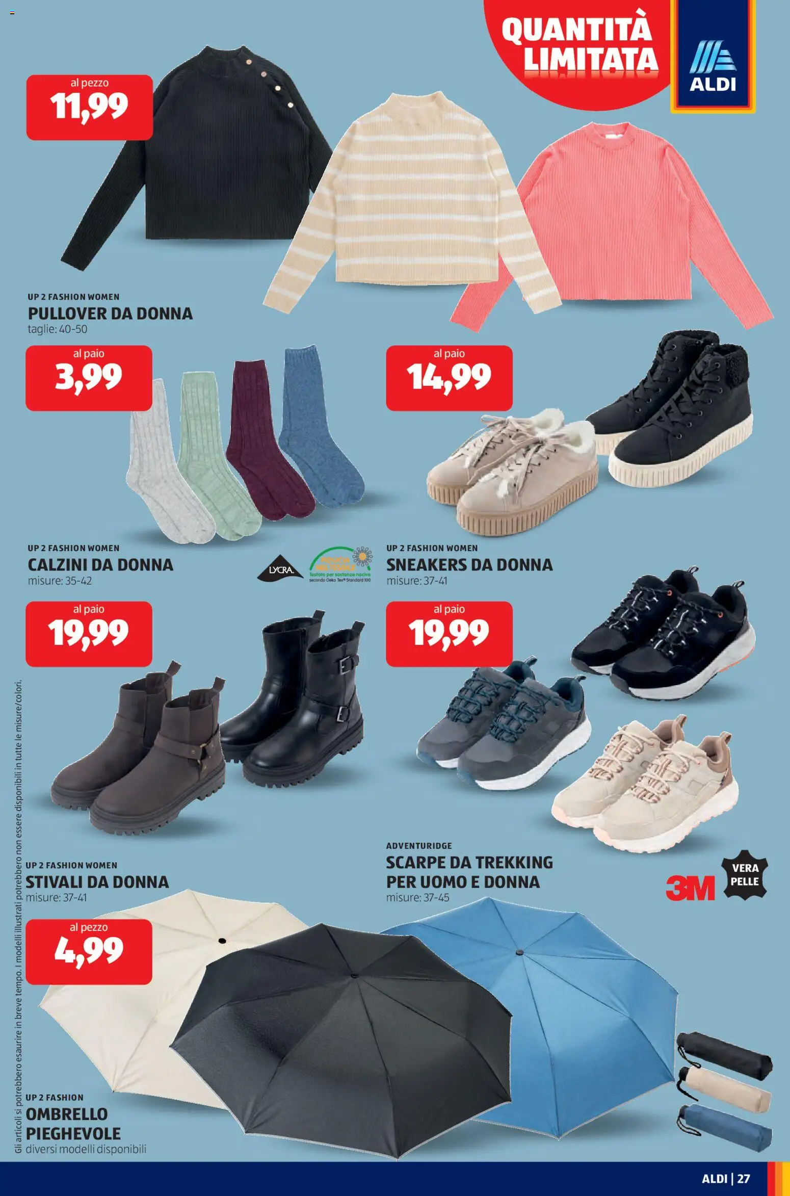 Volantino Aldi del 03.11.2025 | Pagina: 27 | Prodotti: Calzini, Stivali, Ombrello, Scarpe