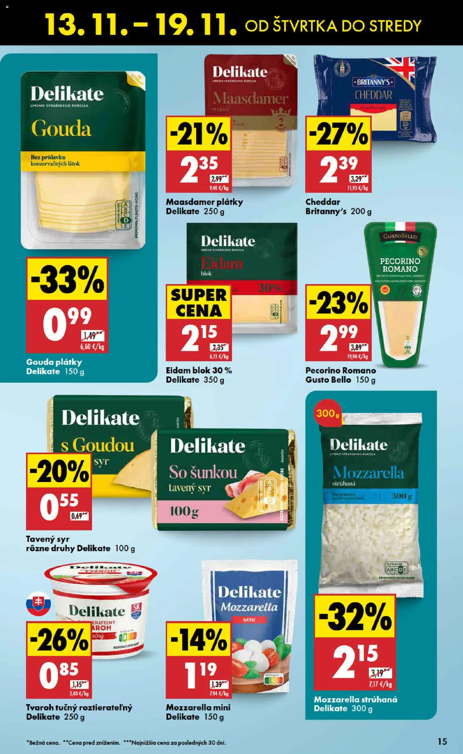 Nové Biedronka akcie – leták je platný od 13.11.2025 | Strana: 15 | Produkty: Syr, Eidam, Mozzarella, Tvaroh