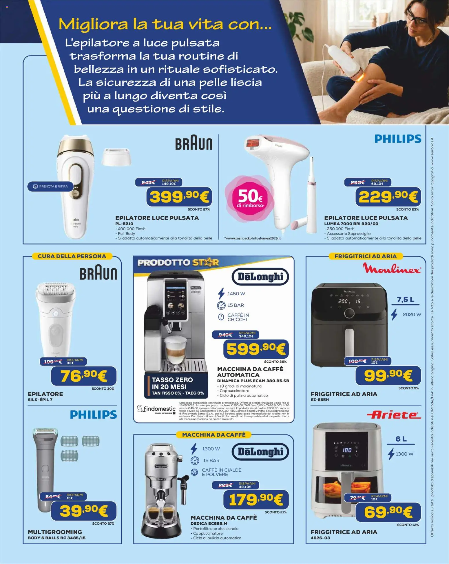 Volantino Euronics del 23.04.2026 | Pagina: 11 | Prodotti: Macchina da caffe, Caffè, Epilatore, Caffè in cialde