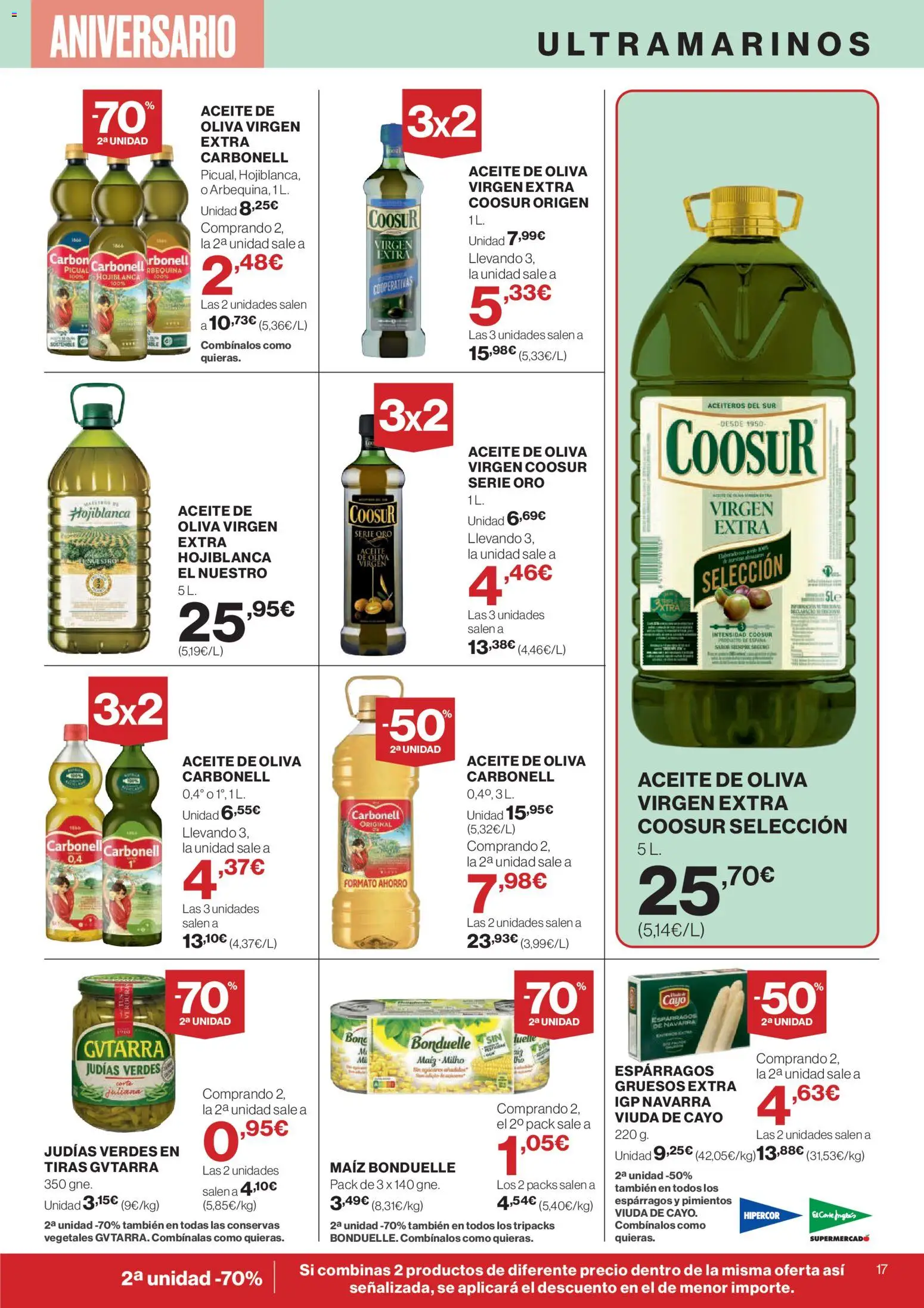 Hipercor catálogo │ válido desde el 23.10.2025 | Página: 23 | Productos: Aceite, Νερό καρύδας, Aceite de oliva