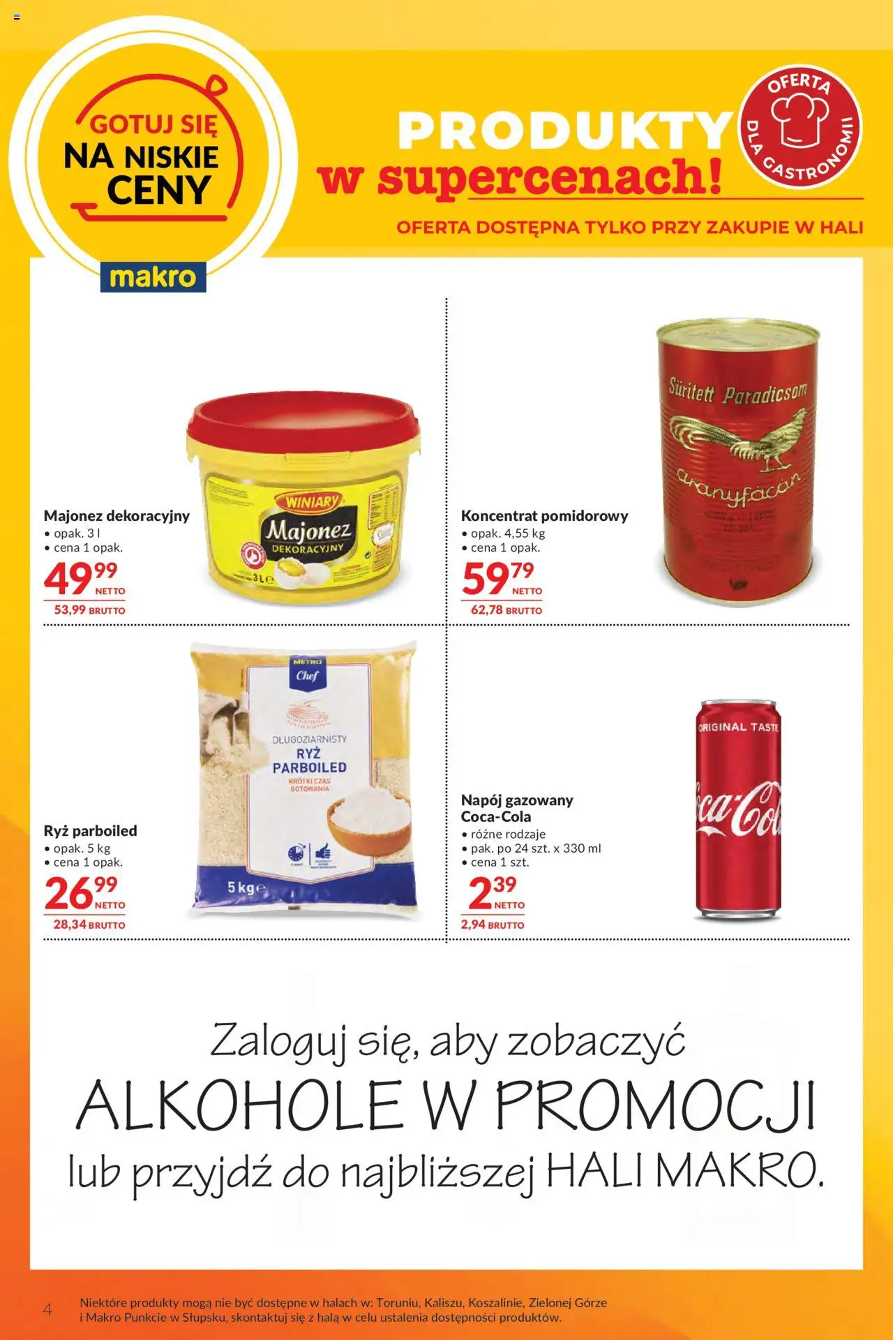 Makro Gazetka - Oferta dla gastronomii od 16.09.2025 | Strona: 4 | Produkty: Koncentrat pomidorowy, Ryż, Majonez