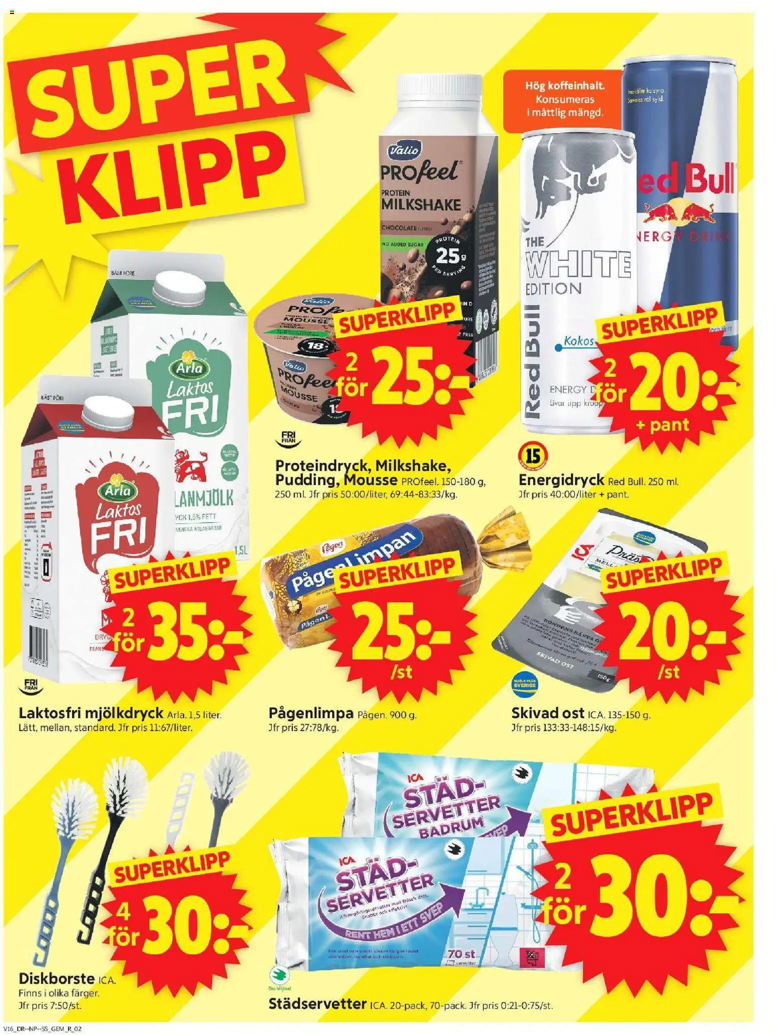 ICA Supermarket reklamblad aktuell från 13.04.2026 | Sida: 2 | Produkter: Mousse, Red bull, Ost, Servetter