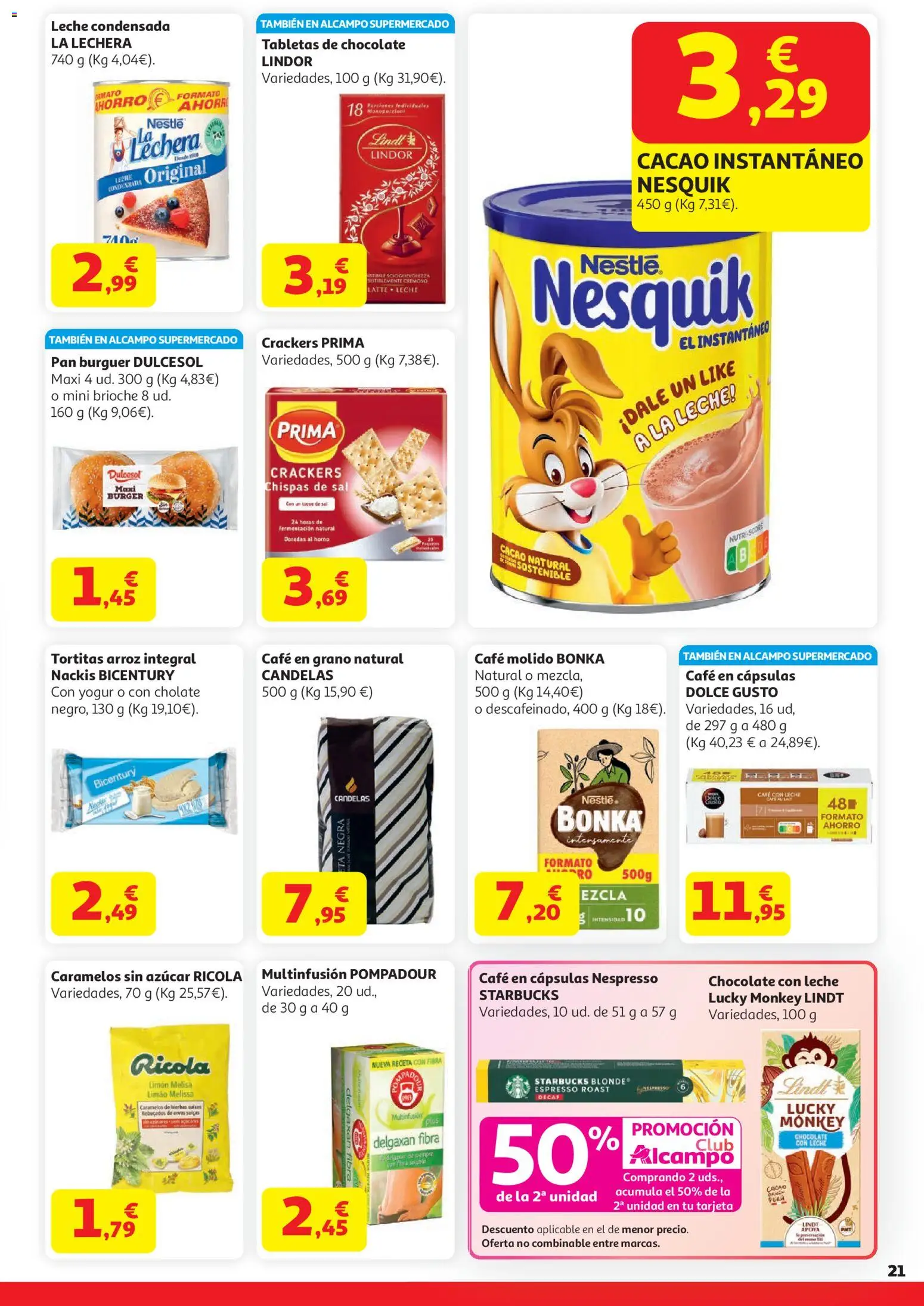 Alcampo HG Unico │ válido desde el 07.04.2026 | Página: 21 | Productos: Pan, Café, Arroz, Φαρίνα