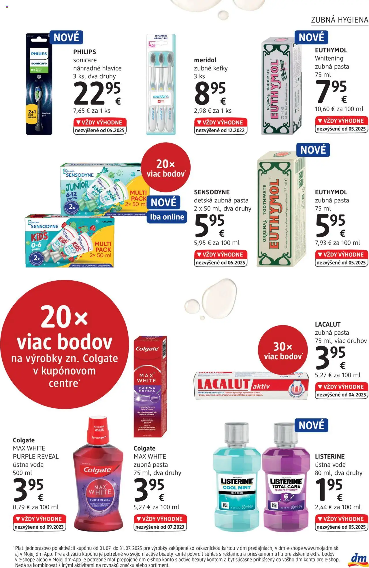 dm drogerie Journal Júl 2025 │ platný od 01.07.2025 | Strana: 21 | Produkty: Listerine, Zubná pasta, Ústna voda, Voda