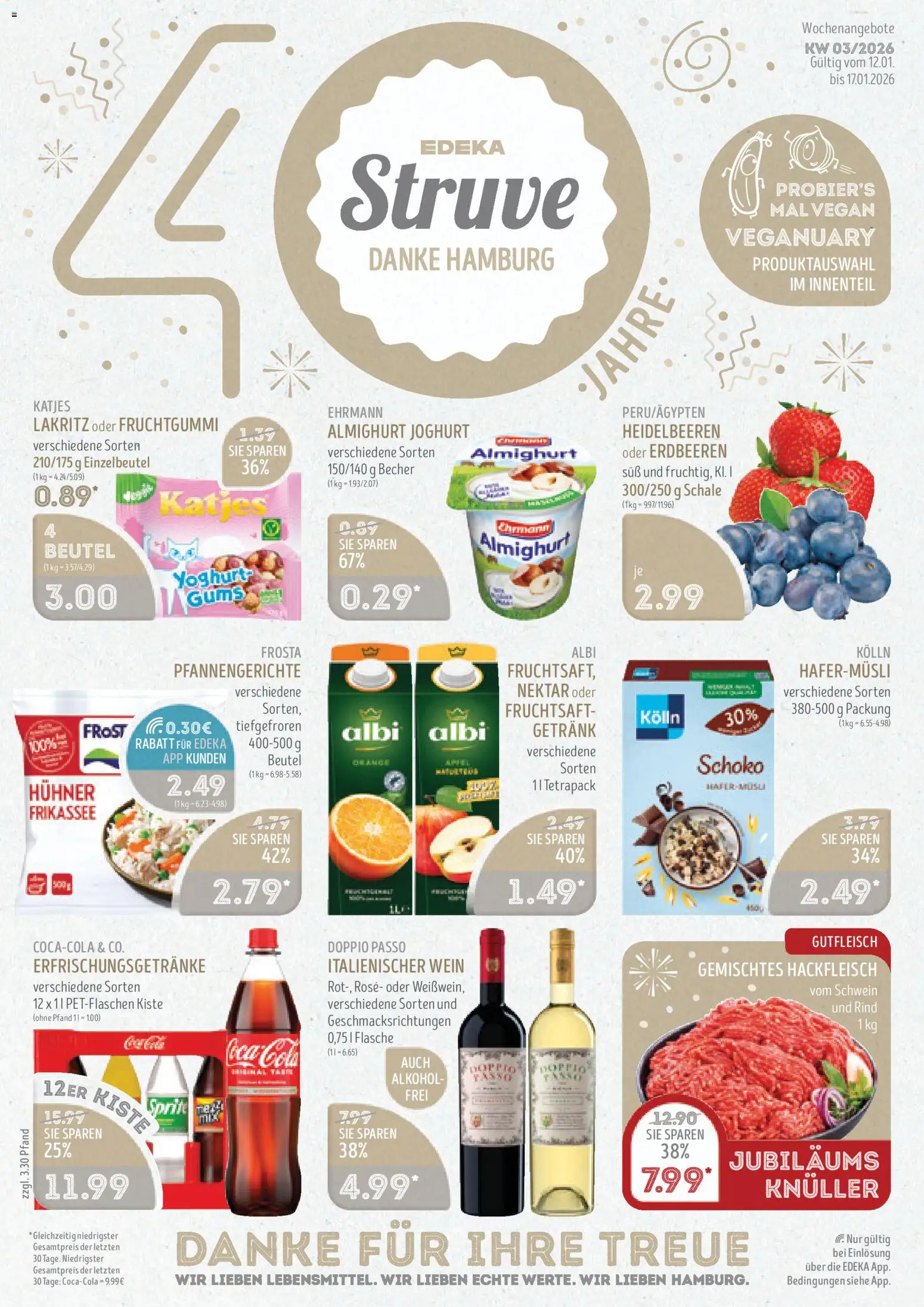 Edeka Struve Prospekt 	 – gültig ab 12.01.2026 | Seite: 1 | Produkte: Kolln, Katjes, Doppio Passo, Wein