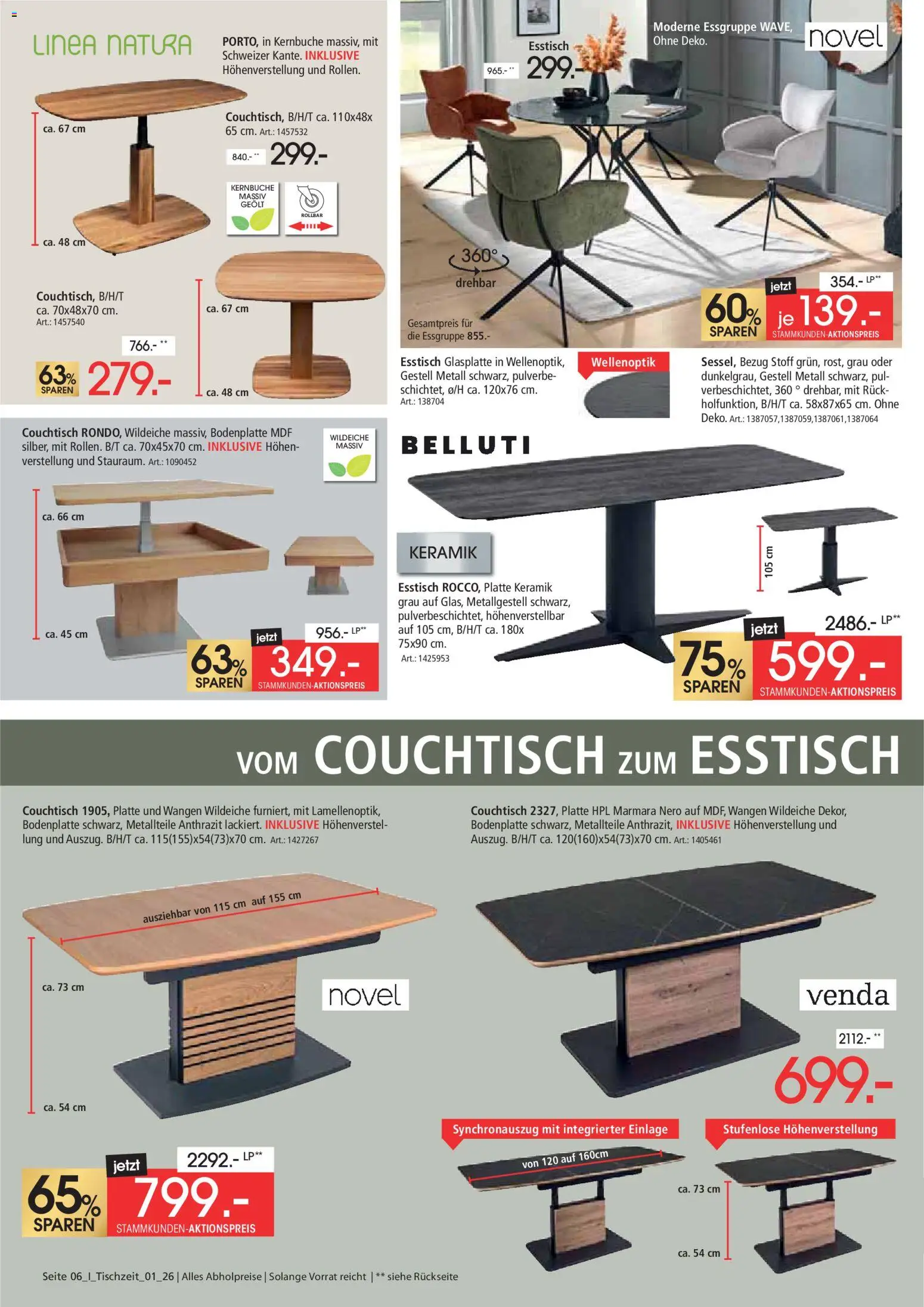 Zurbrüggen Tischzeit – gültig ab 02.03.2026 | Seite: 6 | Produkte: Esstisch, Essgruppe, Couchtisch