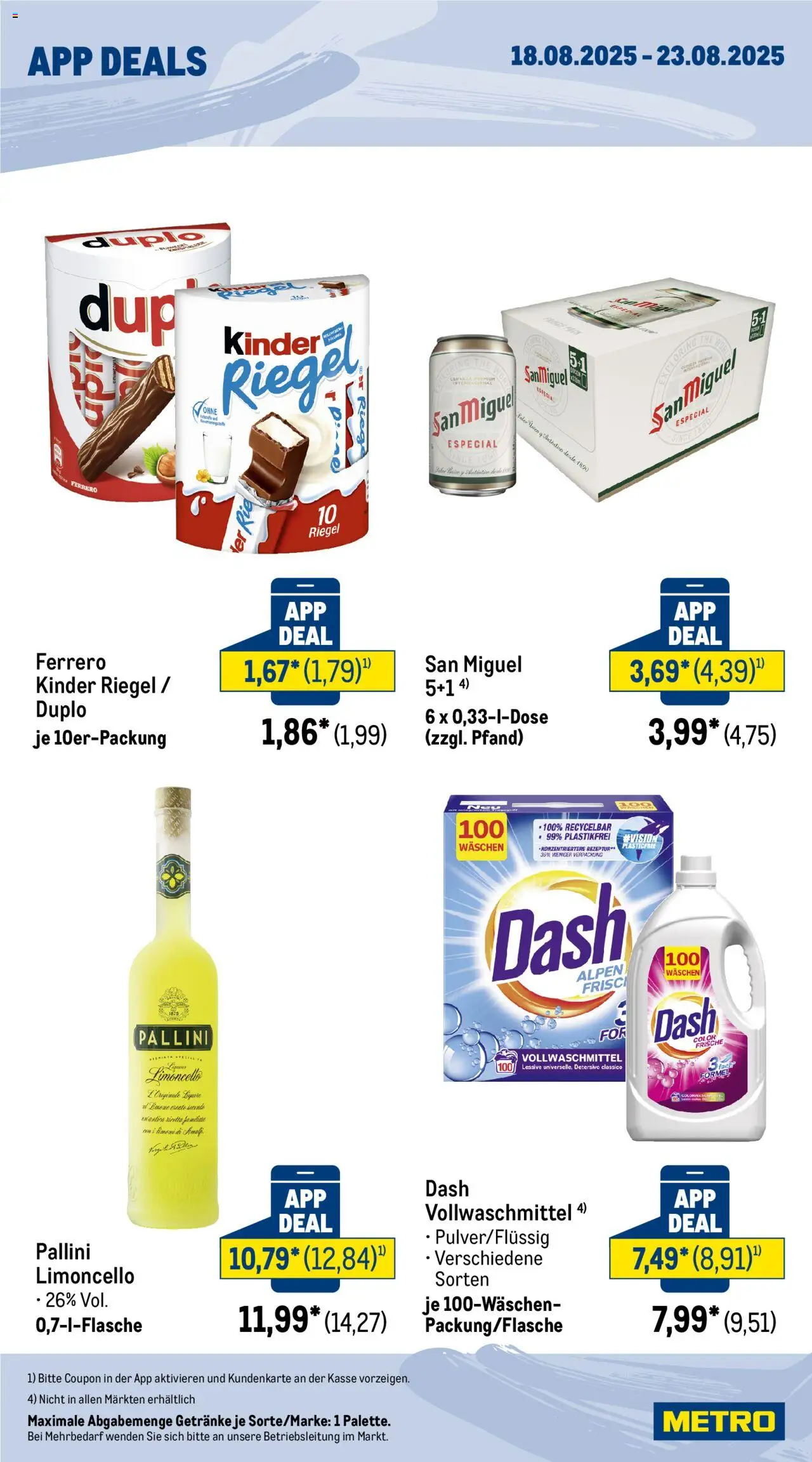 Metro App Deals - gültig ab dem 18.08.2025 | Seite: 2 | Produkte: Kinder riegel, Limoncello