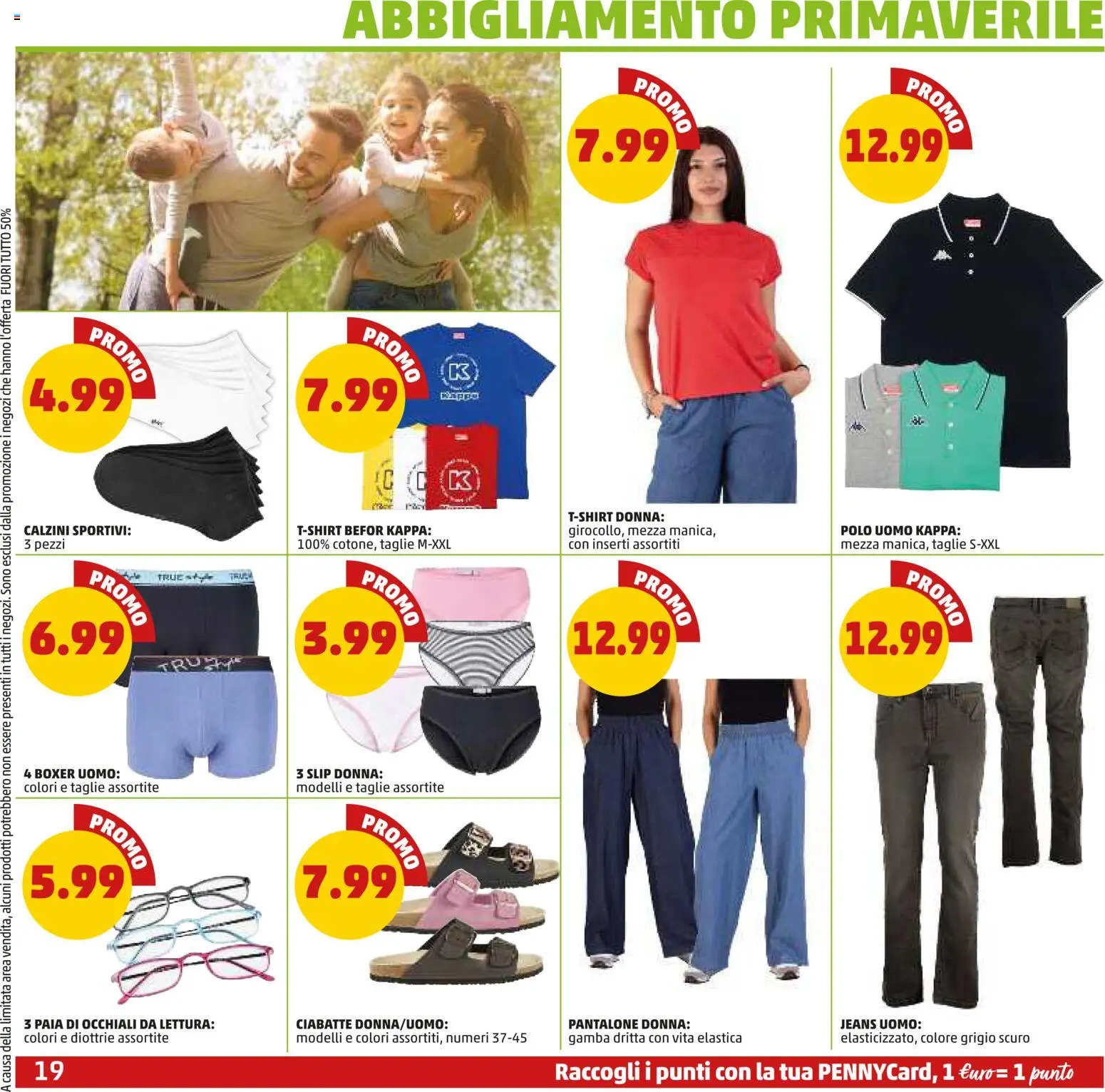Volantino PENNY del 09.04.2026 | Pagina: 19 | Prodotti: Calzini, Slip, Ciabatte, Polo