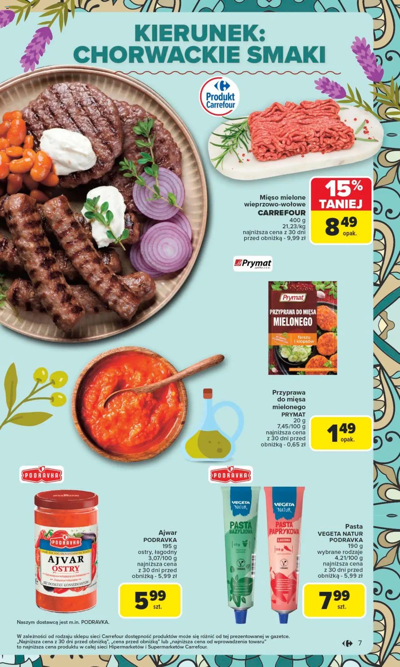 Carrefour Gazetka - Kuchnia słowiańska od 04.08.2025 | Strona: 7 | Produkty: Mięso, Mięso mielone, Ajvar