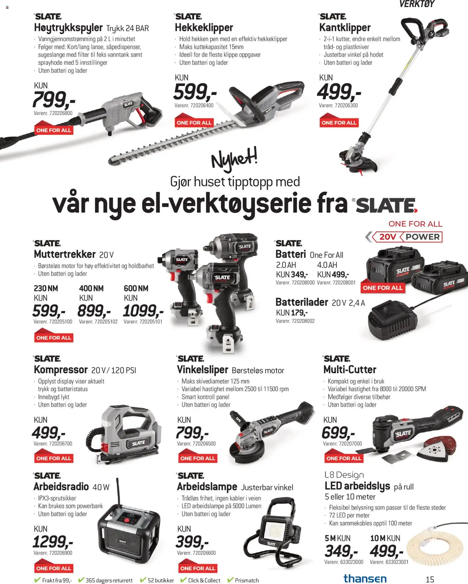 {H1} | Side: 15 | Produkter: Arbeidslampe, Kantklipper, Høytrykkspyler, Lykt