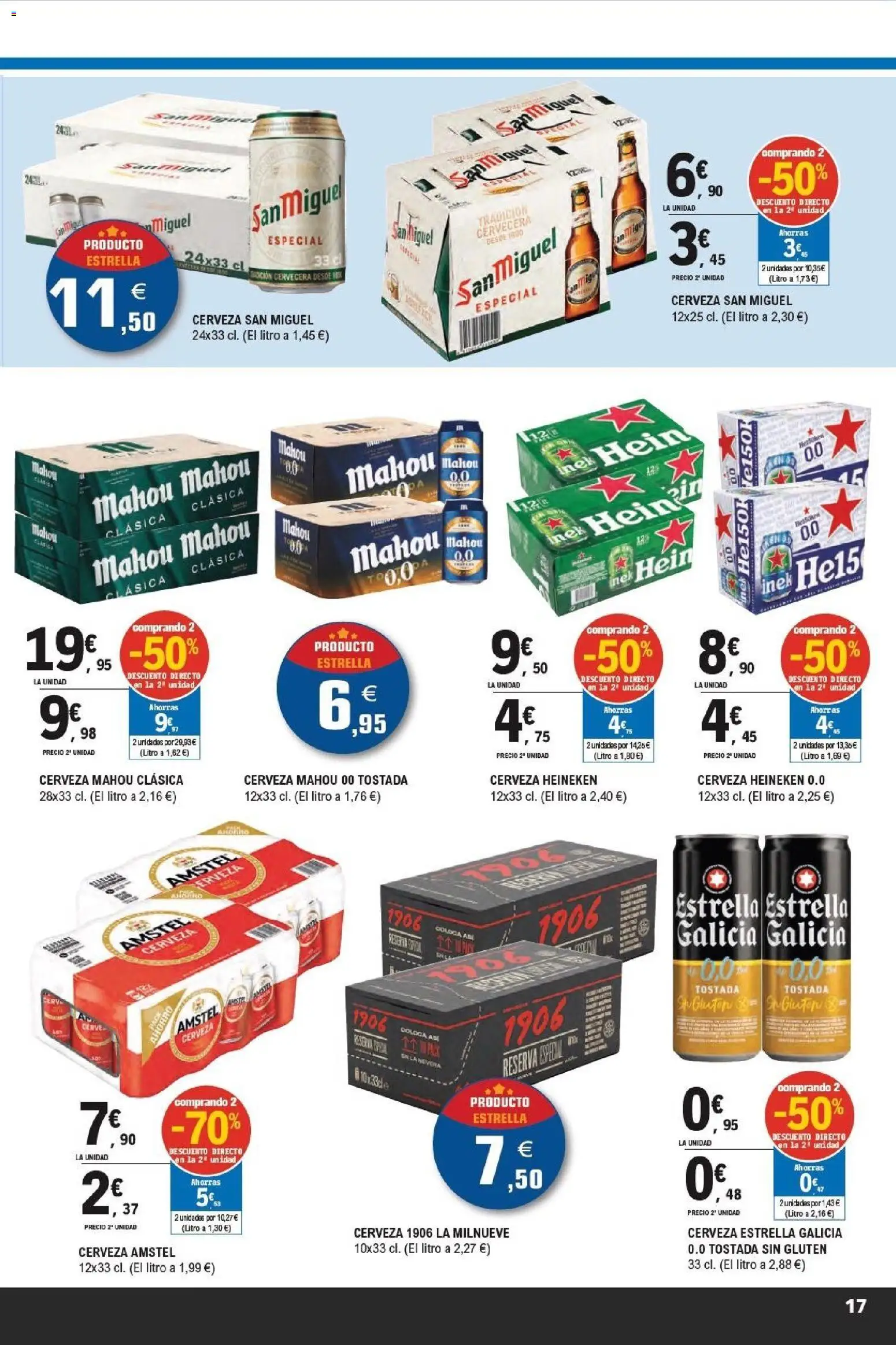 E.Leclerc Productos Estrella │ válido desde el 15.04.2026 | Página: 17 | Productos: Cerveza, Nevera, Σπανάκι