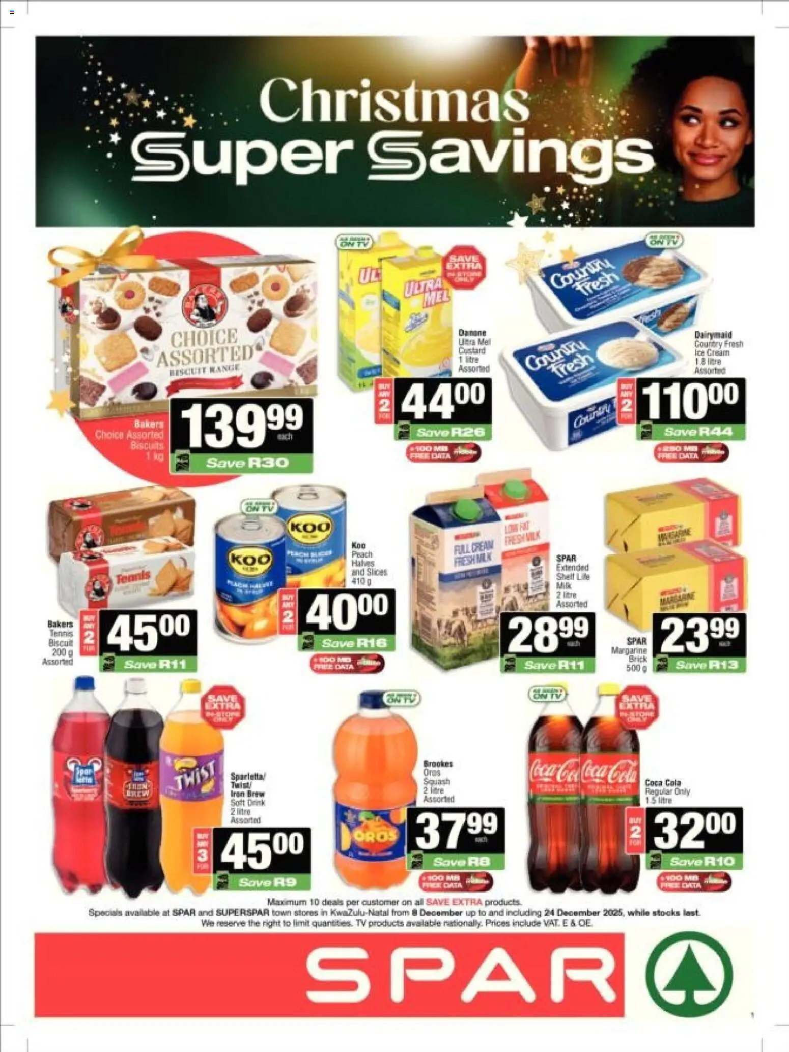 New Superspar catalogue – valid from 08.12.2025 | Page: 1 | Products: Shelf, Squash, Cream, Ice cream