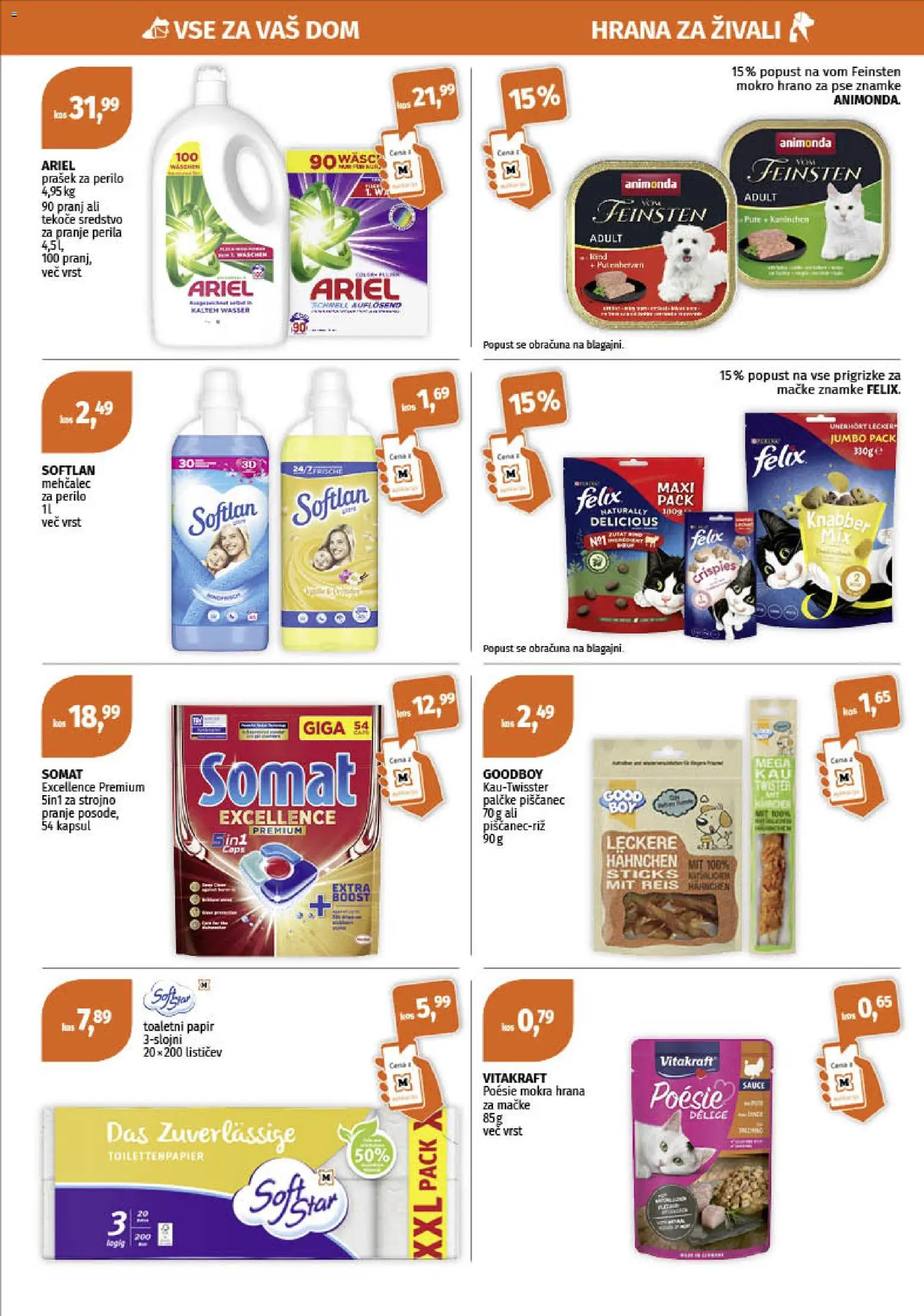 Novi Müller katalog ponudbe – veljaven od 23.02.2026 | Stran: 8 | Izdelki: Hrana za mačke, Mehčalec, Mehcalec za perilo, Detergent