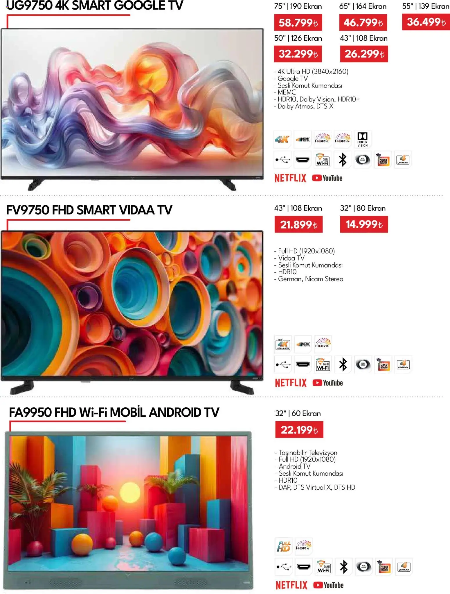 Vestel - Tüketici Elektroniği - 03.04.2026 tarihinden itibaren geçerlidir | Sayfa: 20 | Ürünler: TV, Televizyon, Uydu