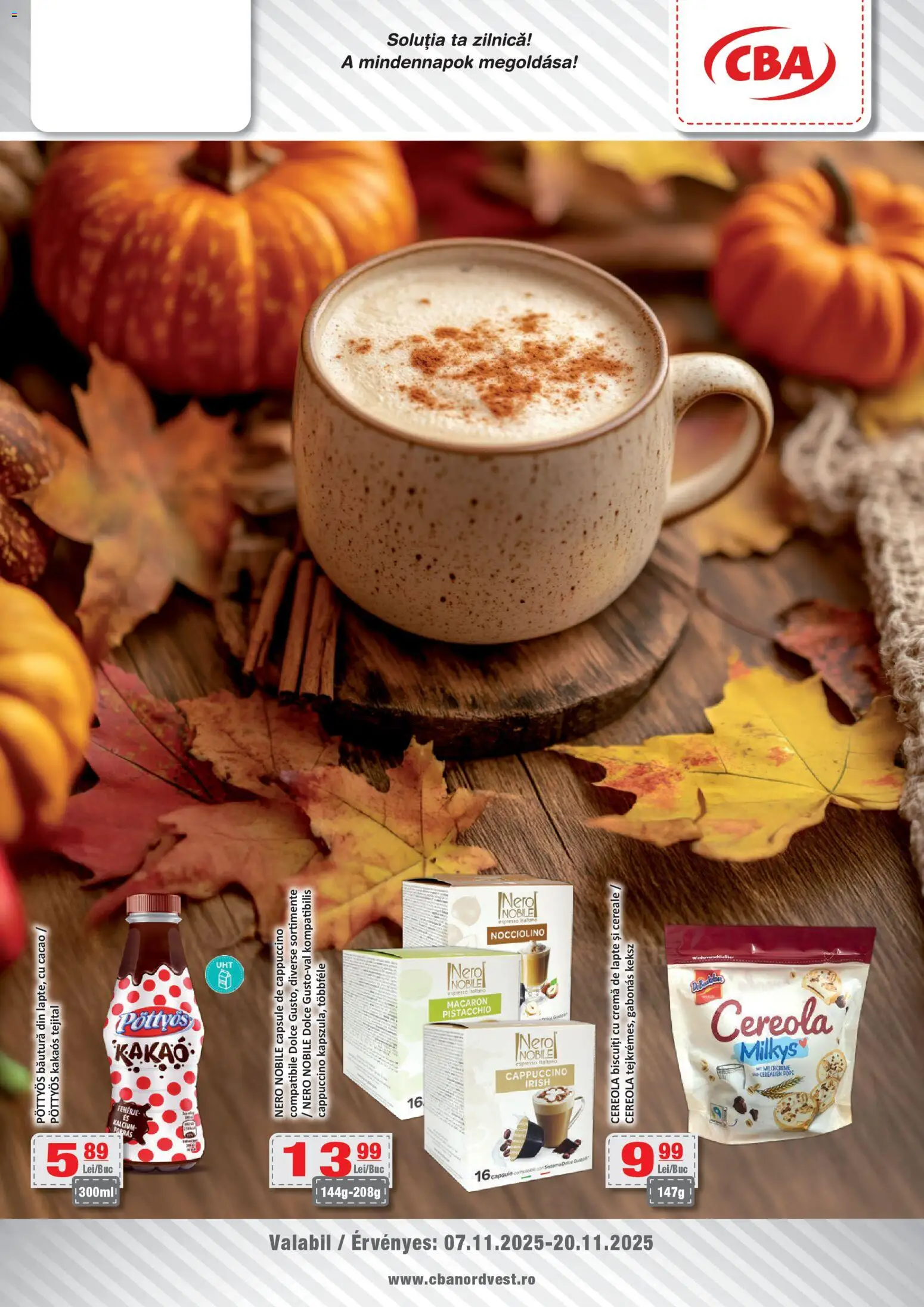 Noul catalog CBA – valabil de la 07.11.2025 | Pagină: 1 | Produse: Lapte, Cremă, Cereale, Cacao