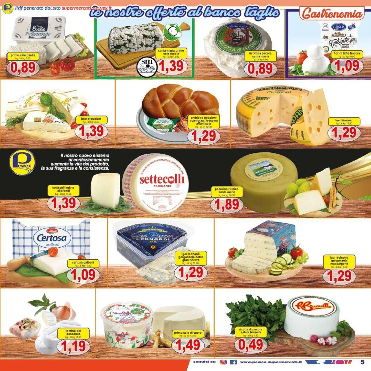 Volantino Pewex del 27.08.2025 | Pagina: 5 | Prodotti: Rucola, Sale, Ricotta, Gorgonzola