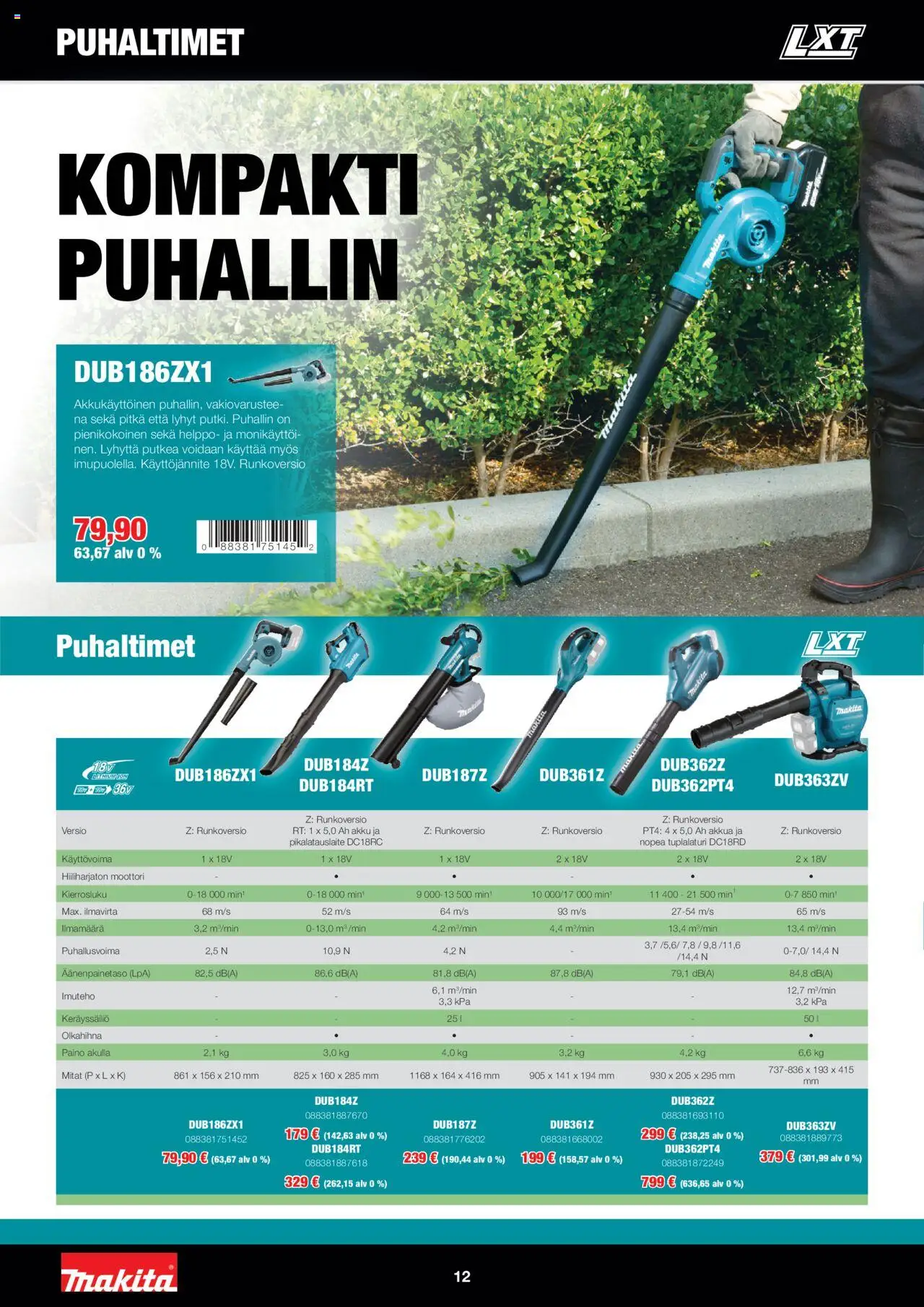 Makita tarjoukset - LXT Puutarha 2025 – voimassa 08.05.2025 alkaen | Sivu: 12 | Tuotteet: Akku