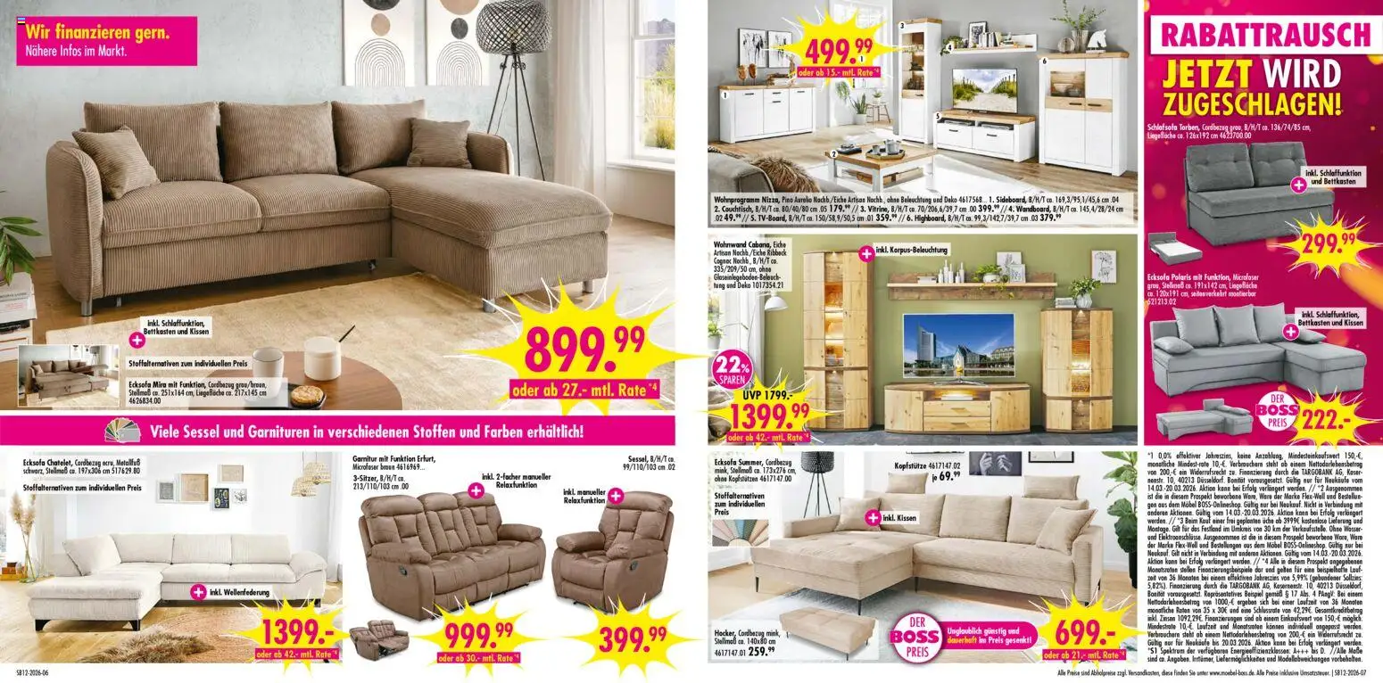 SB Möbel Boss Prospekt 	 – gültig ab 14.03.2026 | Seite: 4 | Produkte: Schlafsofa, Ecksofa, Kissen, Sessel