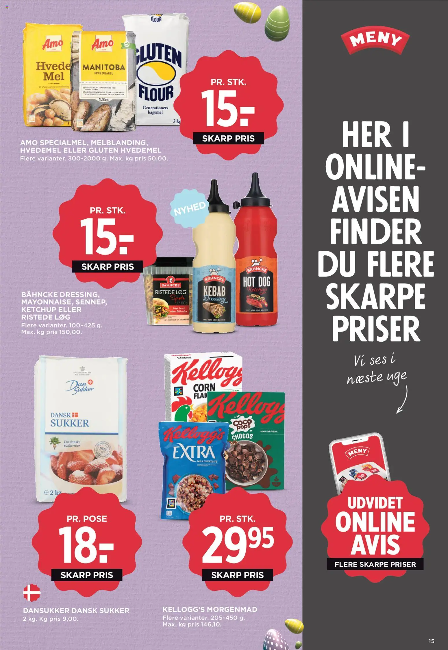 Meny tilbudsavis – gyldig fra 27.03.2026 | Side: 24 | Produkter: Ketchup, Ristede Løg, Hvedemel, Kebab