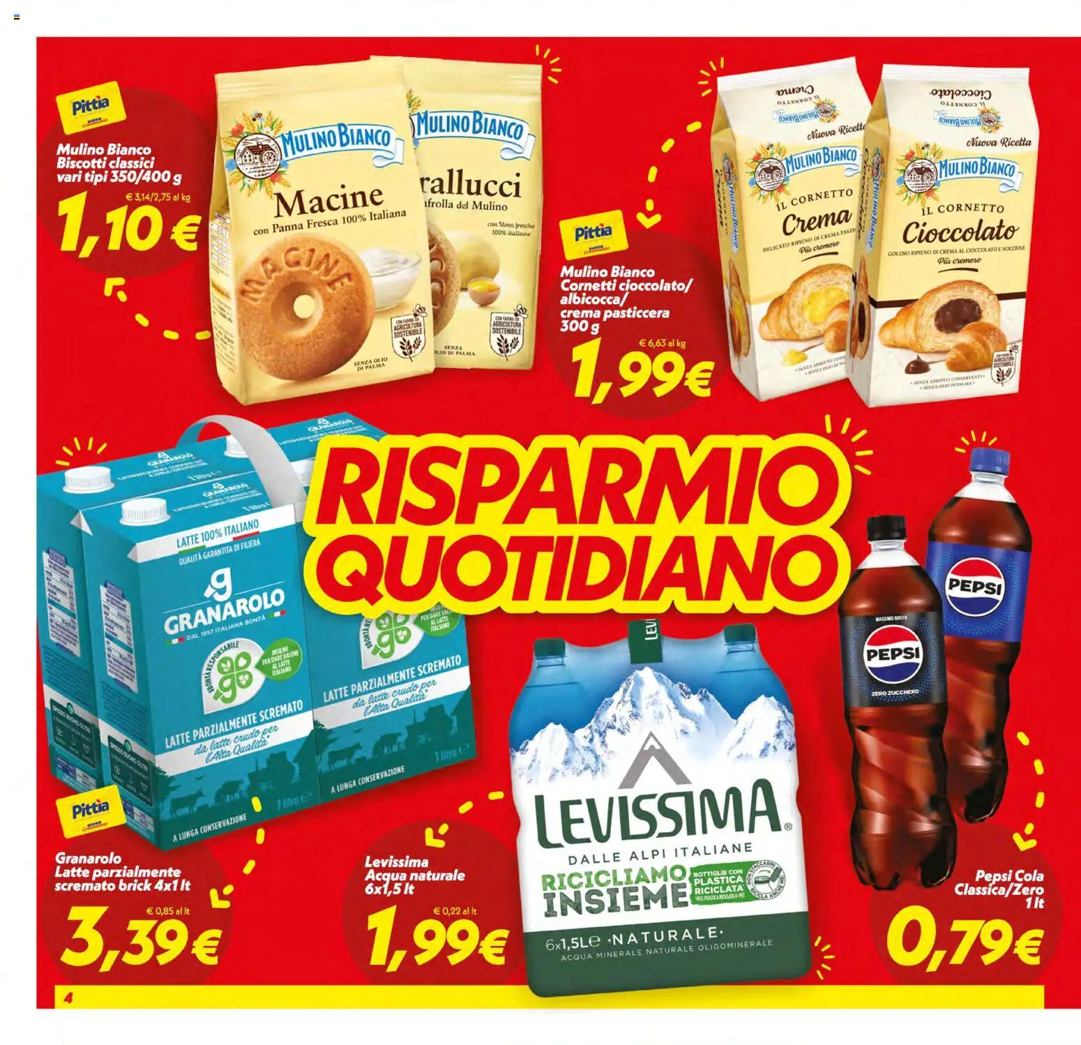 Volantino SuperConveniente del 13.01.2026 | Pagina: 4 | Prodotti: Acqua, Zucchero, Latte parzialmente scremato, Pepsi