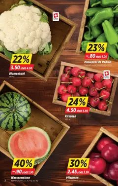 Denner Aktionen ab 24.06.2025 | Seite: 2 | Produkte: Kirschen, Blumenkohl, Wassermelone