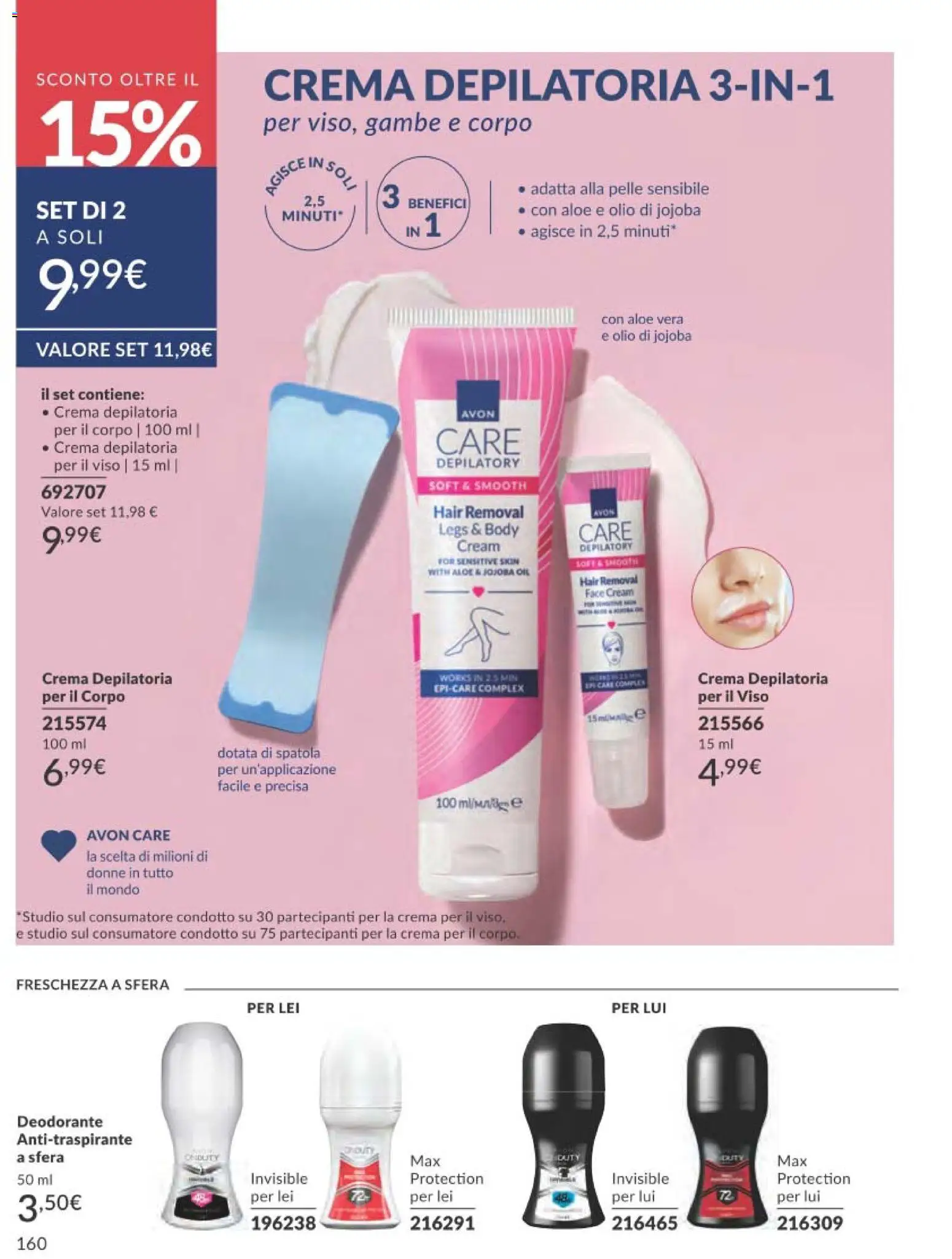 Volantino Avon del 01.02.2026 | Pagina: 160 | Prodotti: Crema, Deodorante, Crema depilatoria, Olio