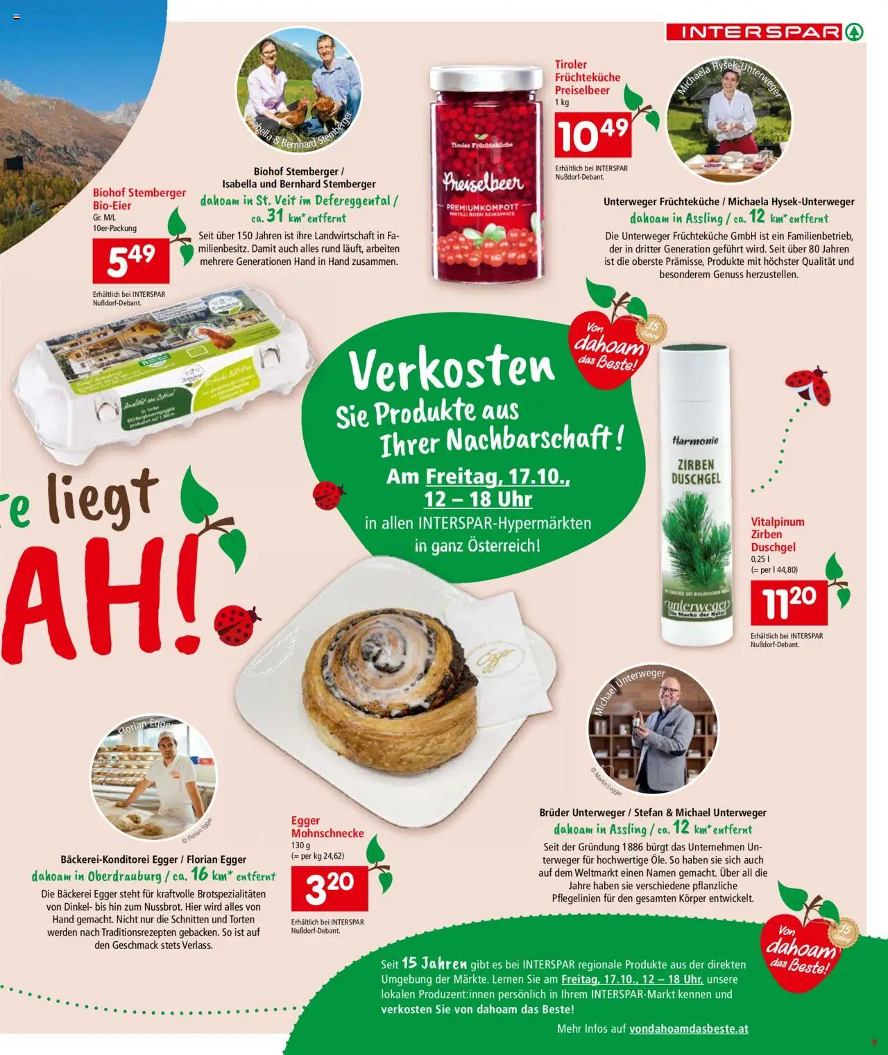 Interspar Flugblatt - Osttirol gültig ab 16.10.2025 | Seite: 10 | Produkte: Uhr, Bäckerei, Duschgel