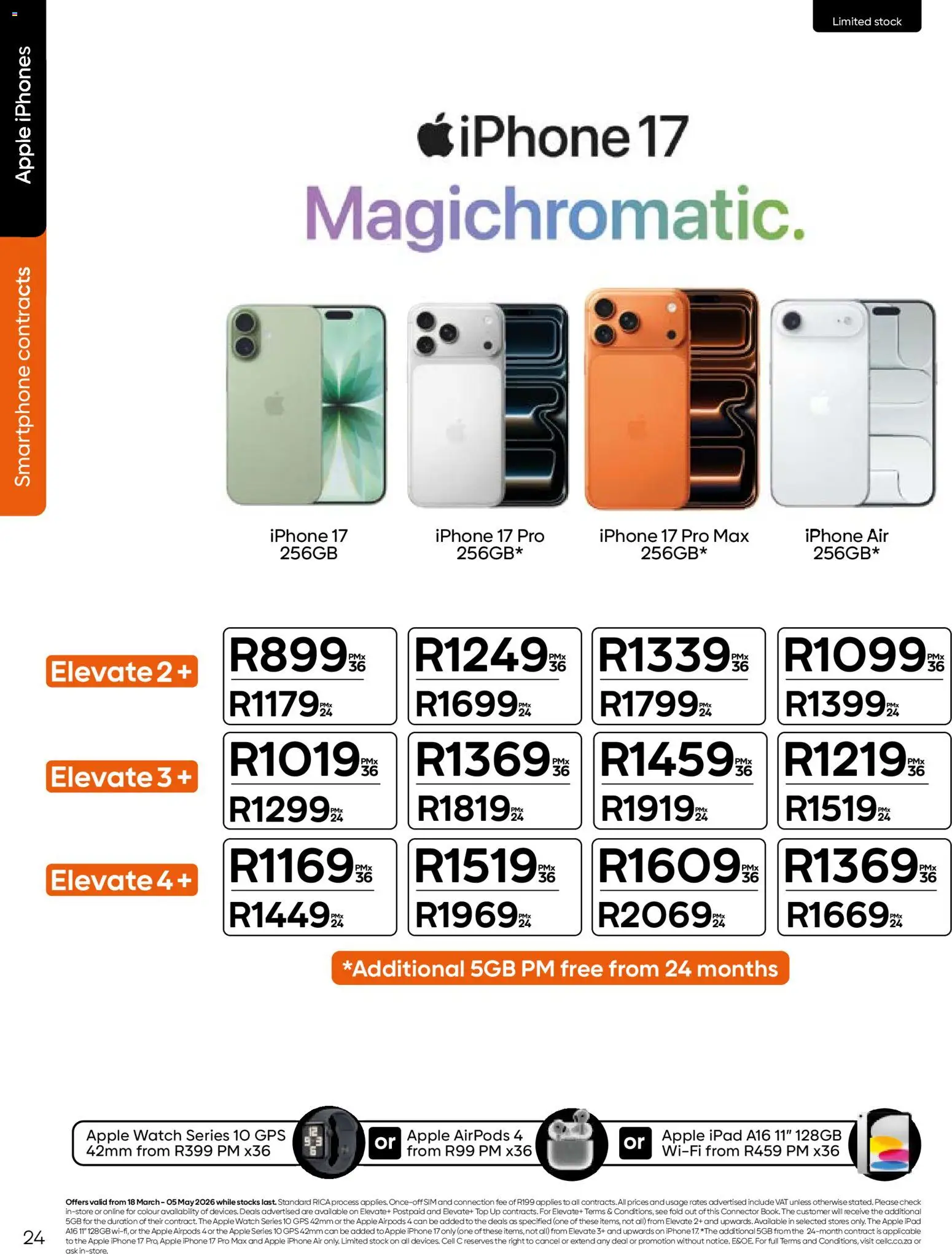 New Cell C catalogue – valid from 18.03.2026 | Page: 26 | Products: Smartphone, Watch, Connector, Stock