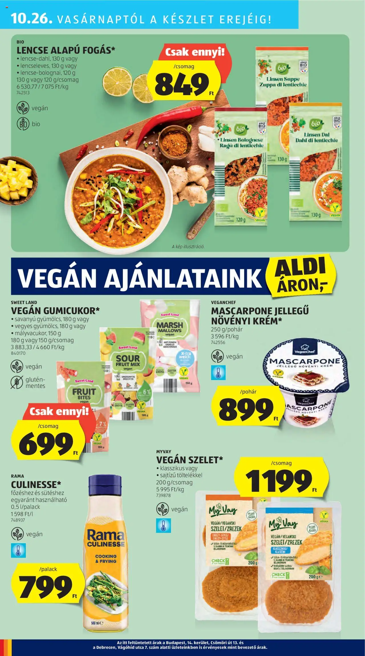Aldi akciós ujság - amely érvényes a következő dátumtól: 24.10.2025 | Oldal: 38 | Termékek: Rama, Mascarpone, Lencse, Vegán