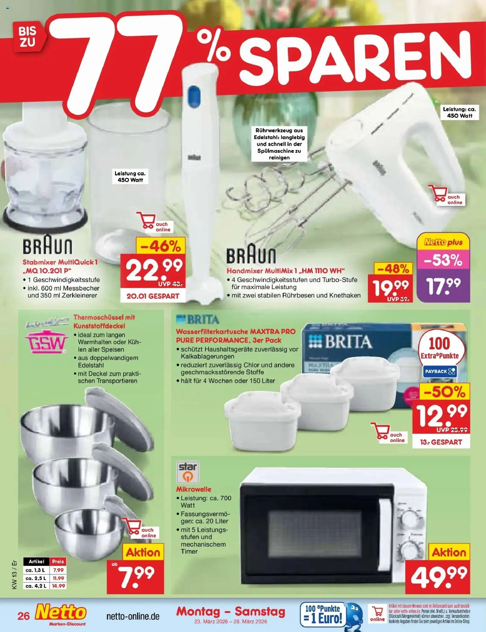 Netto Marken-Discount Prospekt Nordhausen	 – gültig ab 23.03.2026 | Seite: 36 | Produkte: Mikrowelle, Rührbesen, Handmixer, Stabmixer