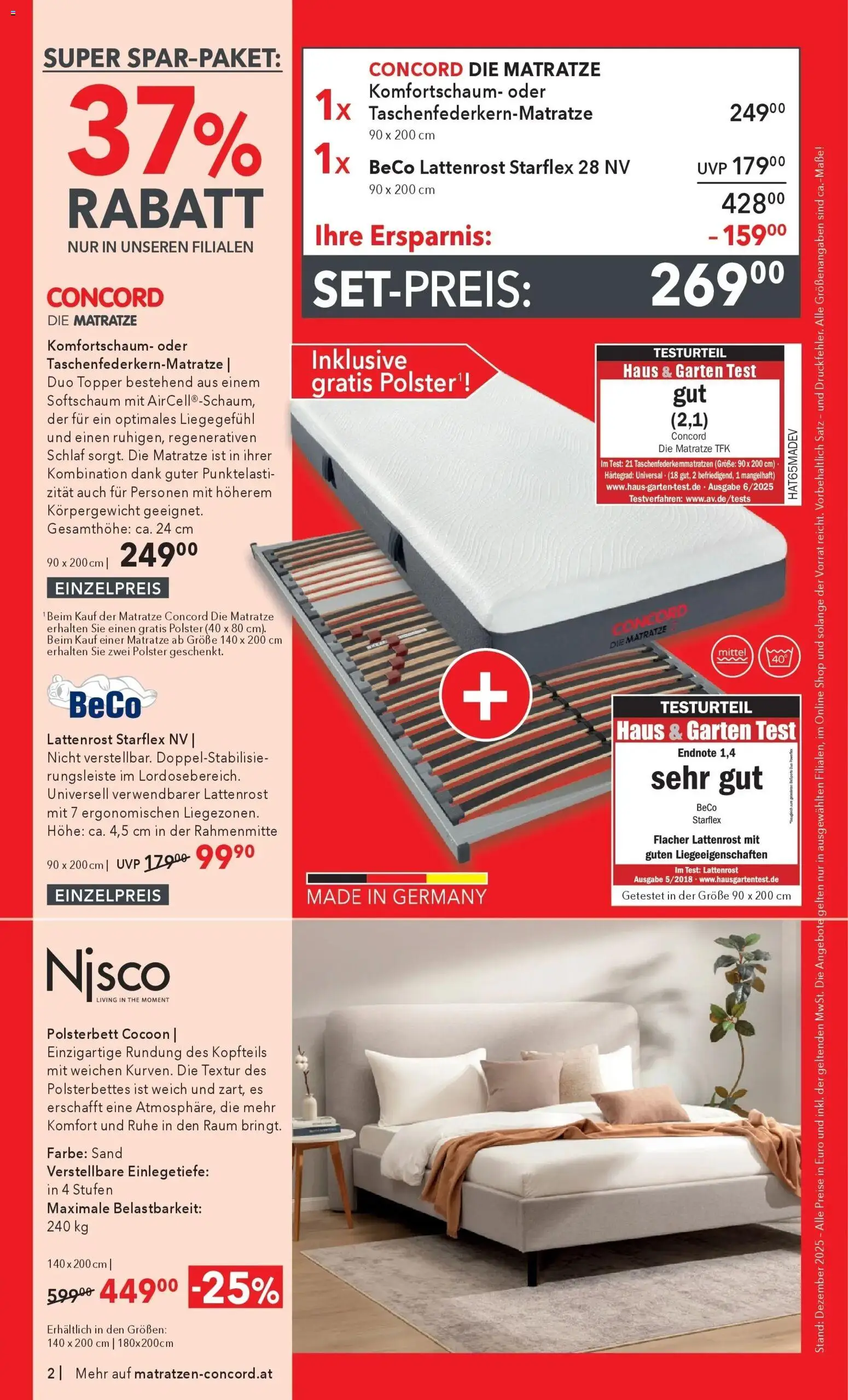 Matratzen Concord Villach gültig ab 27.12.2025 | Seite: 2 | Produkte: Matratze, Lattenrost