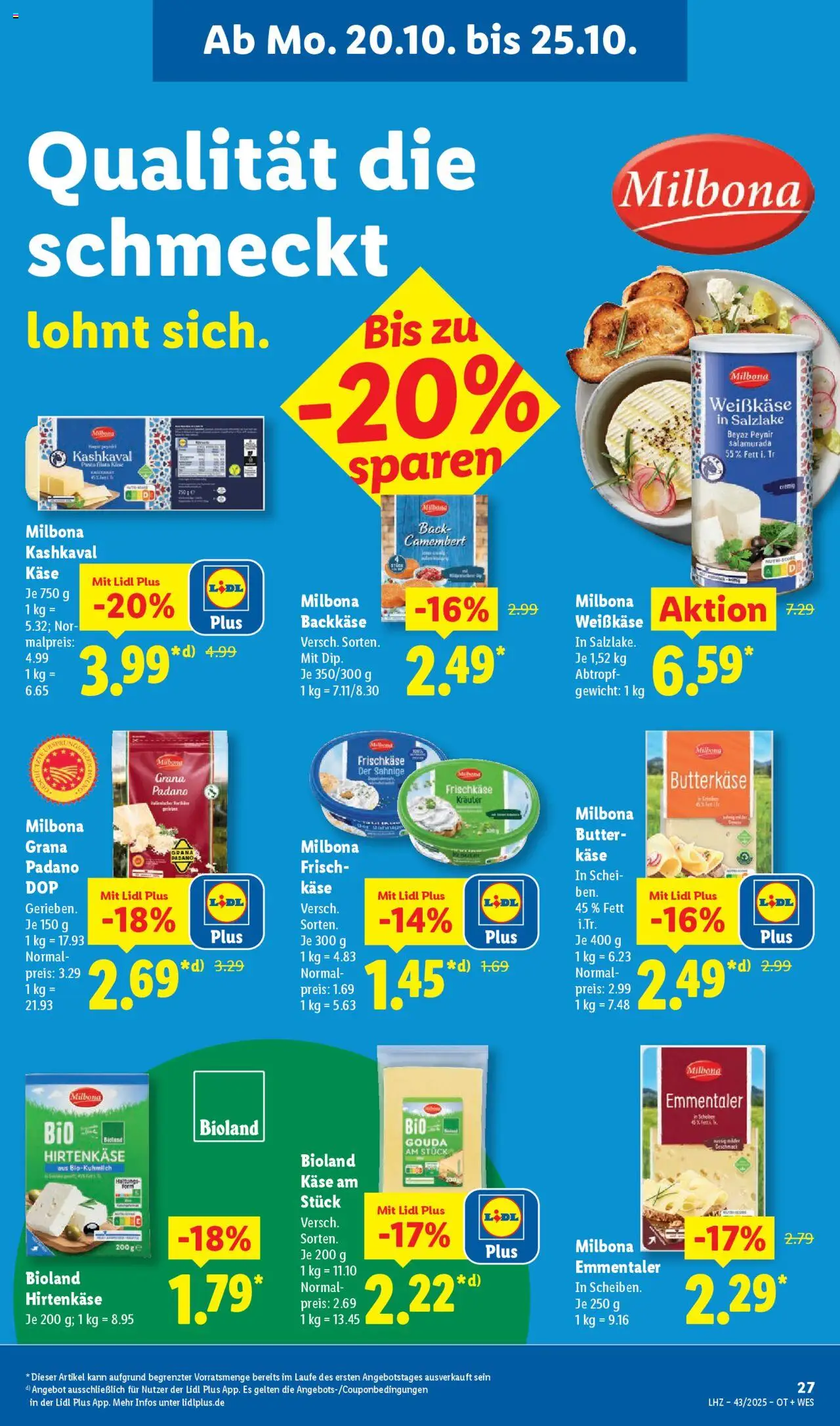 Lidl Prospekt Grimma – gültig ab 20.10.2025 | Seite: 11 | Produkte: Gewicht, Käse, Gouda, Frischkase